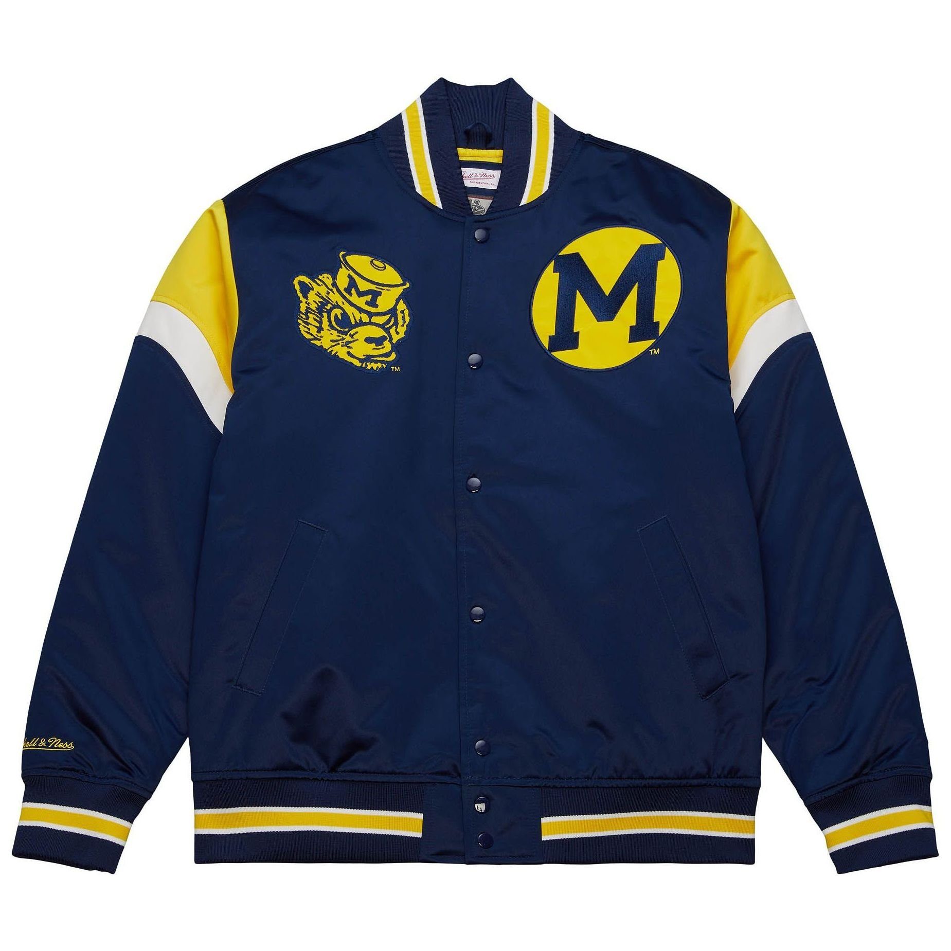 Mitchell & Ness Collegejacke Heavyweight Michigan University NCAA of Satin