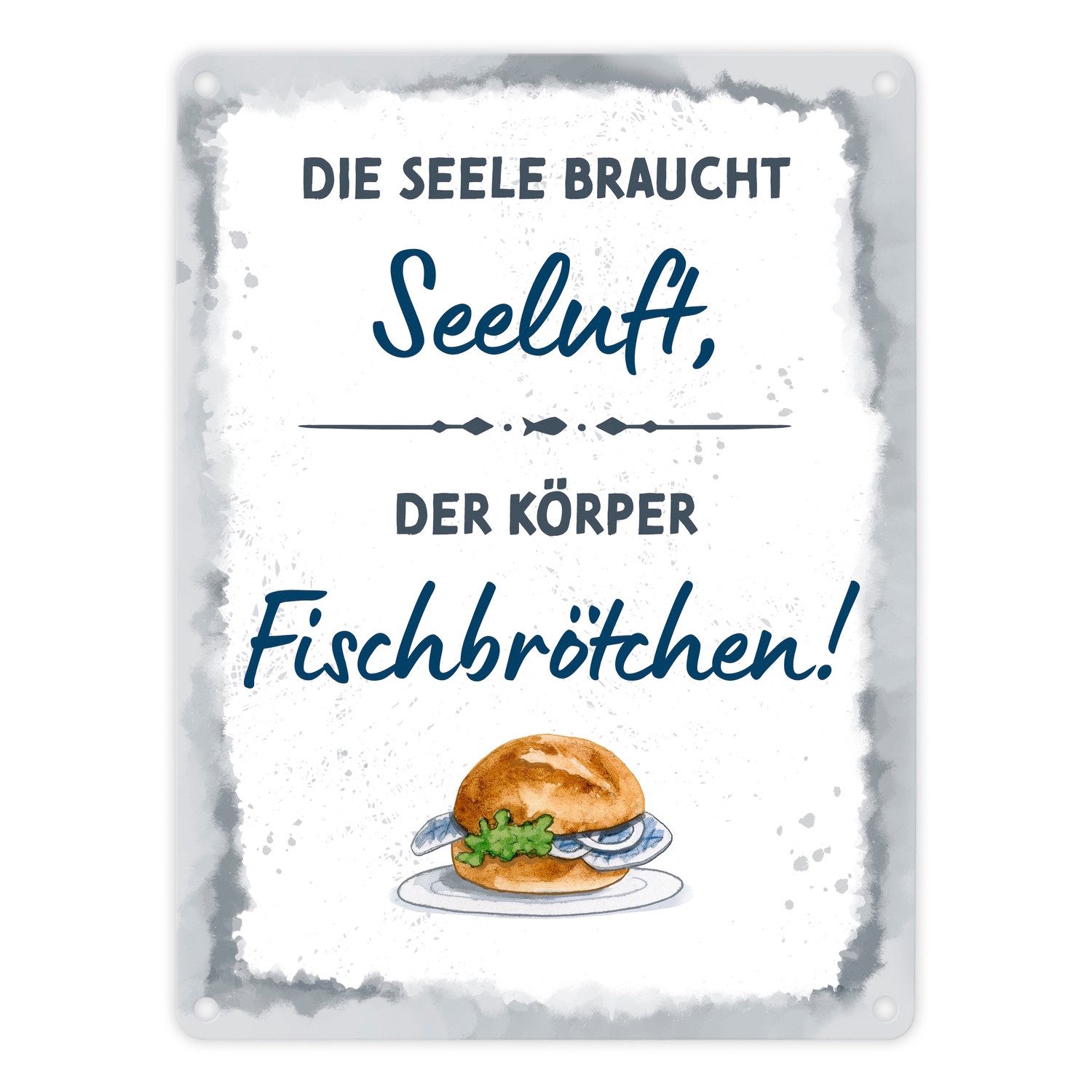 speecheese Metallschild Fischbrötchen Metallschild in 15x20 cm mit