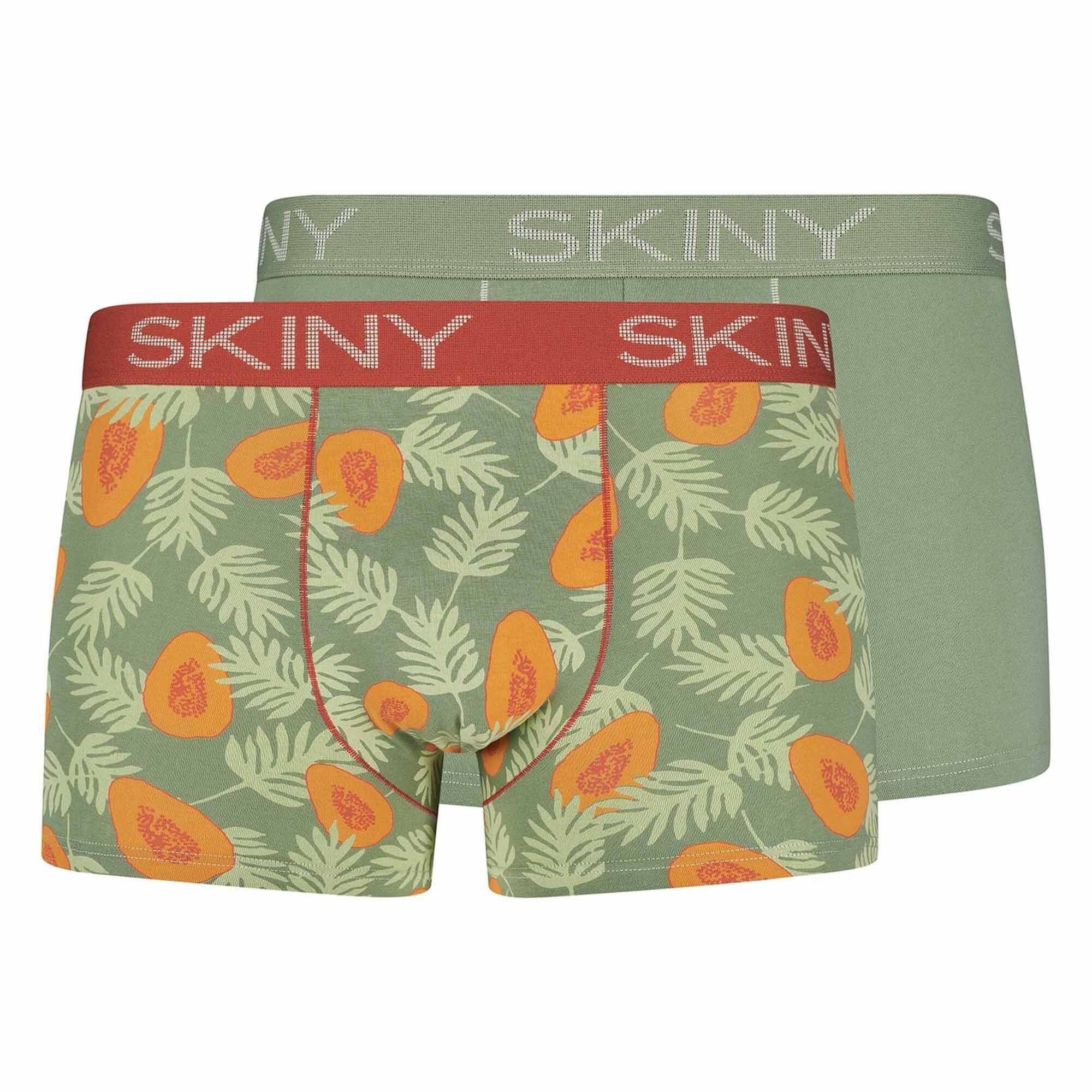 Skiny Boxer Pants Pack Trunks, Herren Boxer - 2er Grün/Papaya Short,