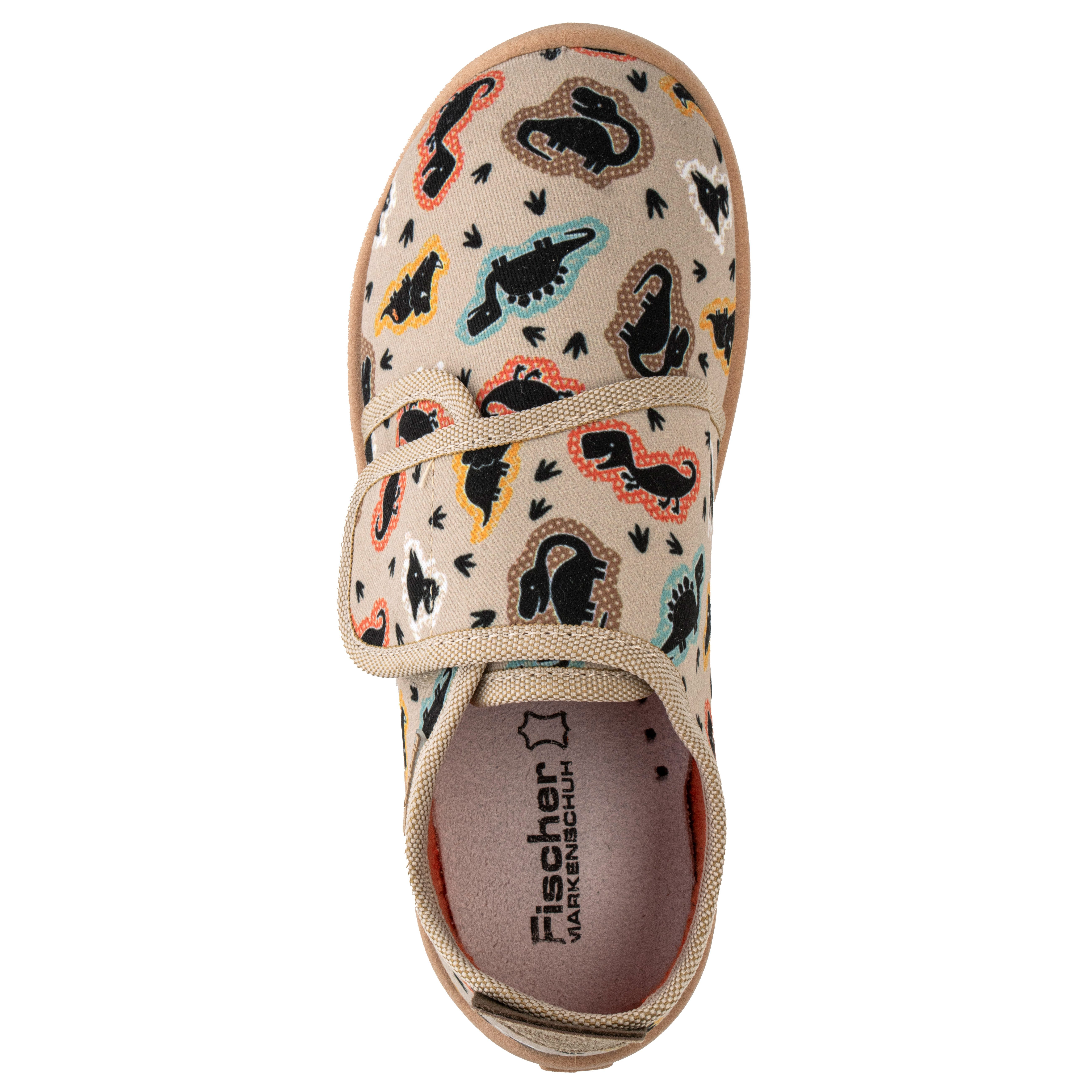 Fischer-Markenschuh Softer Hausschuh für Kinder, aus Baumwolle, mit Frotteefutter, Klettverschluss – Bild 3 von 5