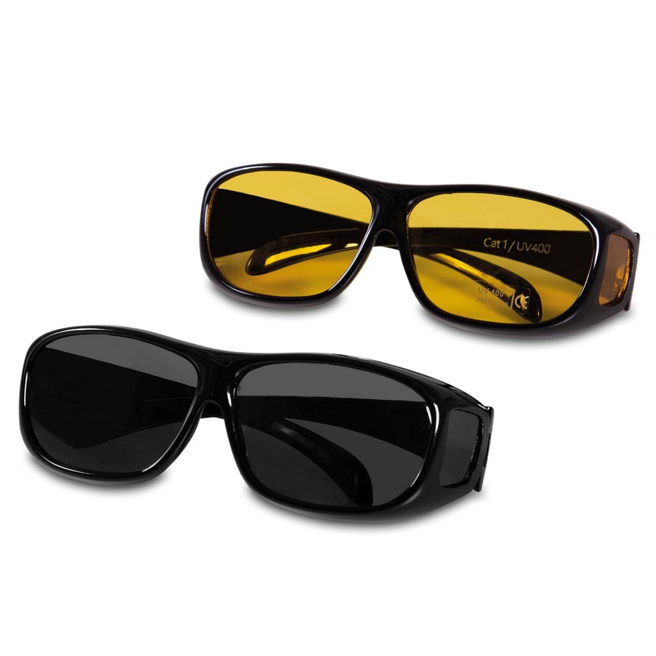 aktivshop Retrosonnenbrille Tag- und Nacht Überbrille 2er-Set