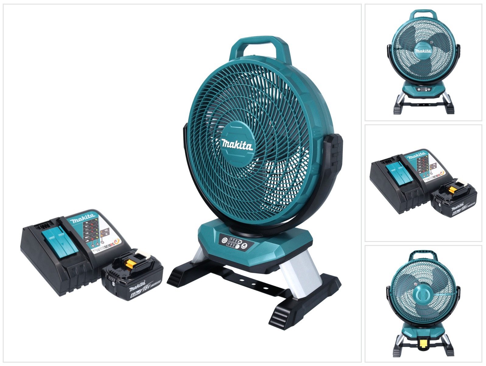 Makita Akku-Standventilator DCF 301 RG1 Akku Ventilator Lüfter 18 V 33 cm + 1x Akku 6,0 Ah + Lade