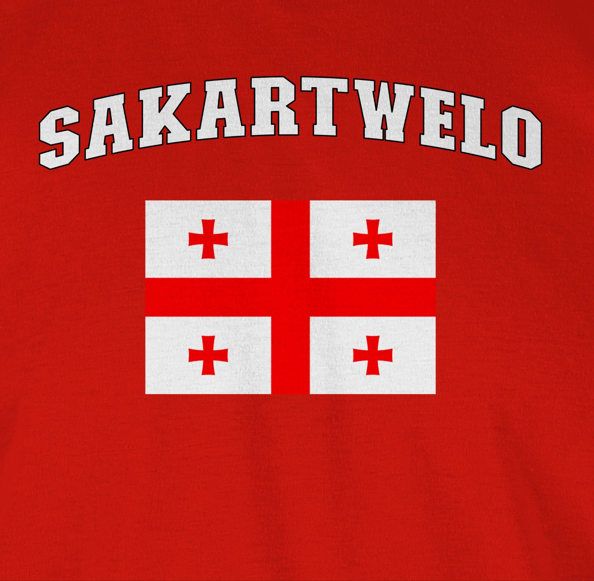 Shirtracer T-Shirt Sakartwelo Schriftzug mit Flagge, Sakartvelo, Georgia, Georgien, G 2026 Fussball WM Fanartikel