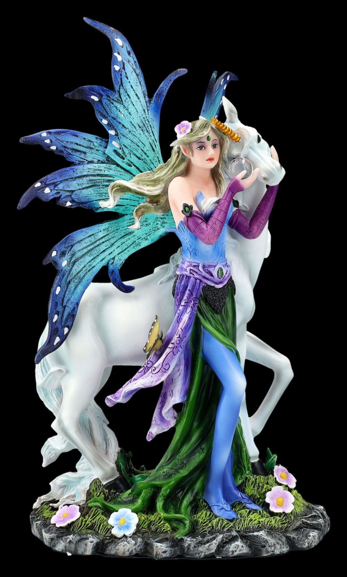 Figuren Shop GmbH Fantasy-Figur Elfenfigur mit Einhorn - Petrina & Darla - günstig online kaufen