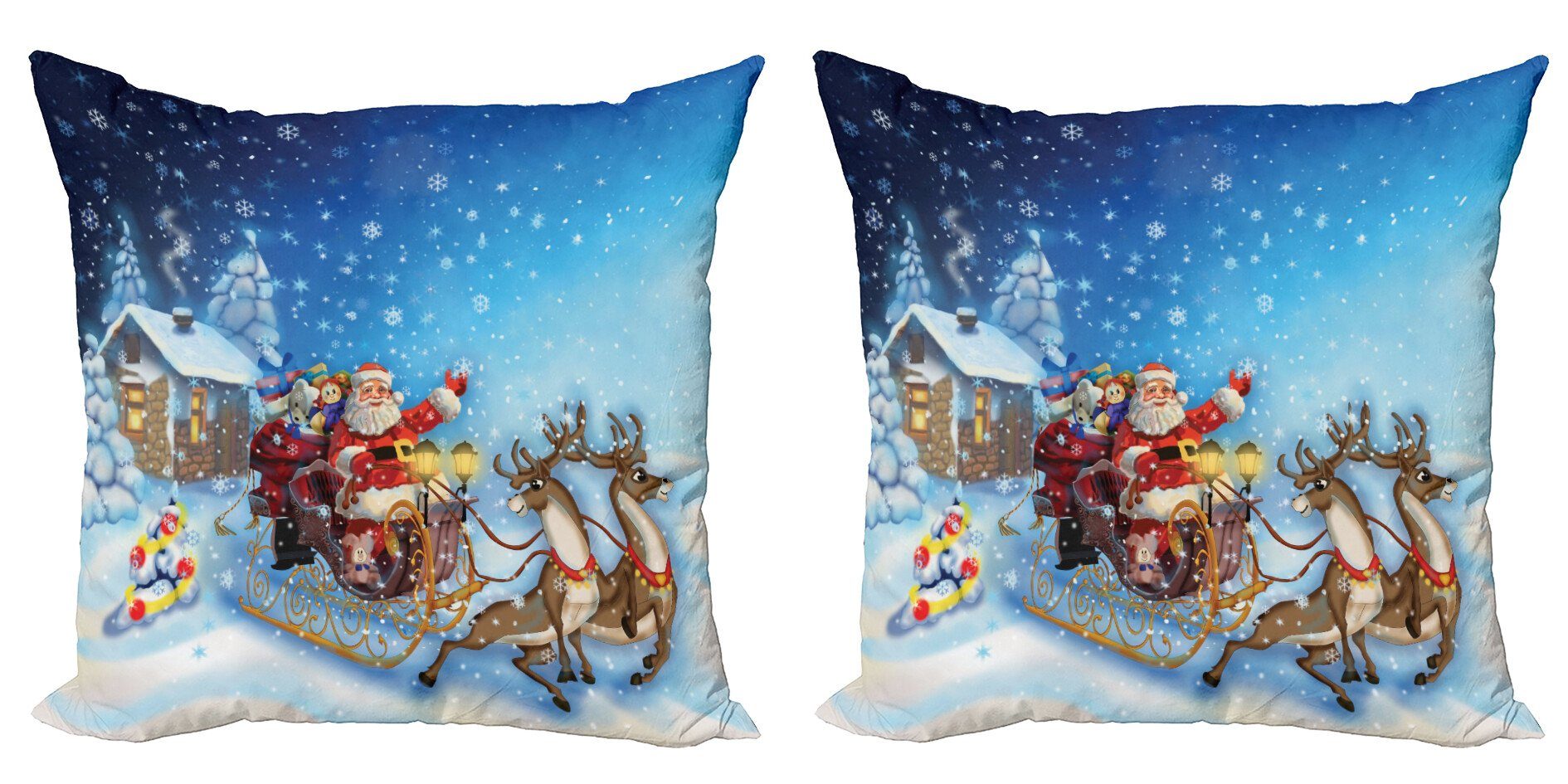 Doppelseitiger Digitaldruck, Pferdeschlitten Stück), Kissenbezüge Sankt Modern Weihnachten Abakuhaus (2 im Accent Spielzeug