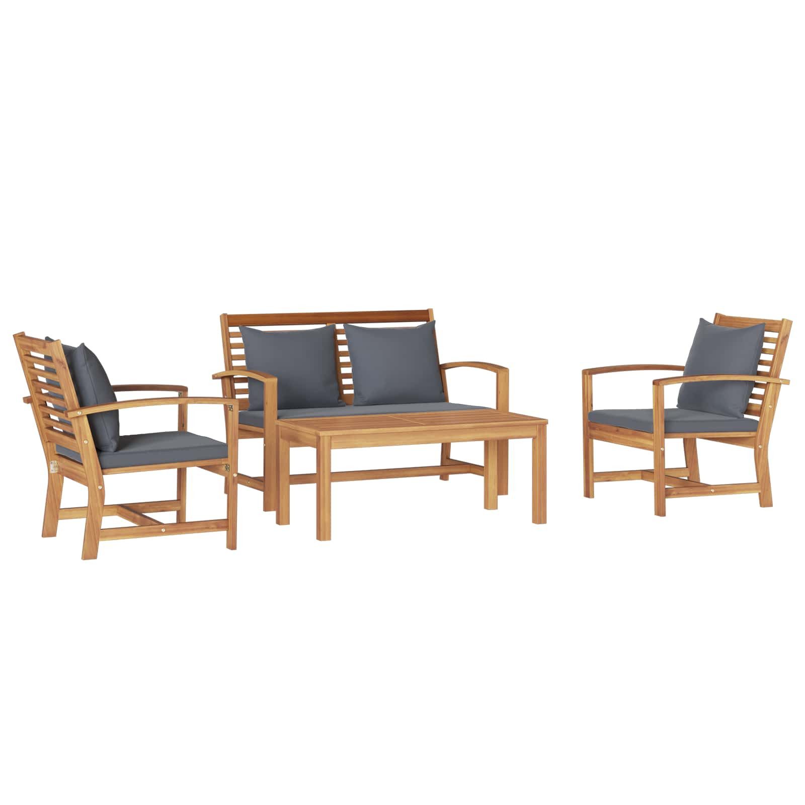 vidaXL Gartenlounge-Set Gartensofa-set 4 stk. Natur Massives holz, (4-tlg)