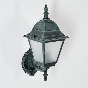 hofstein Außen-Wandleuchte Wandlampe aufwärts in antikem Look aus Metall/Glas in Schwarz, ohne Leuchtmittel, im klassischen Landhaus-Stil, Außenleuchte für Terrasse, E27, IP44