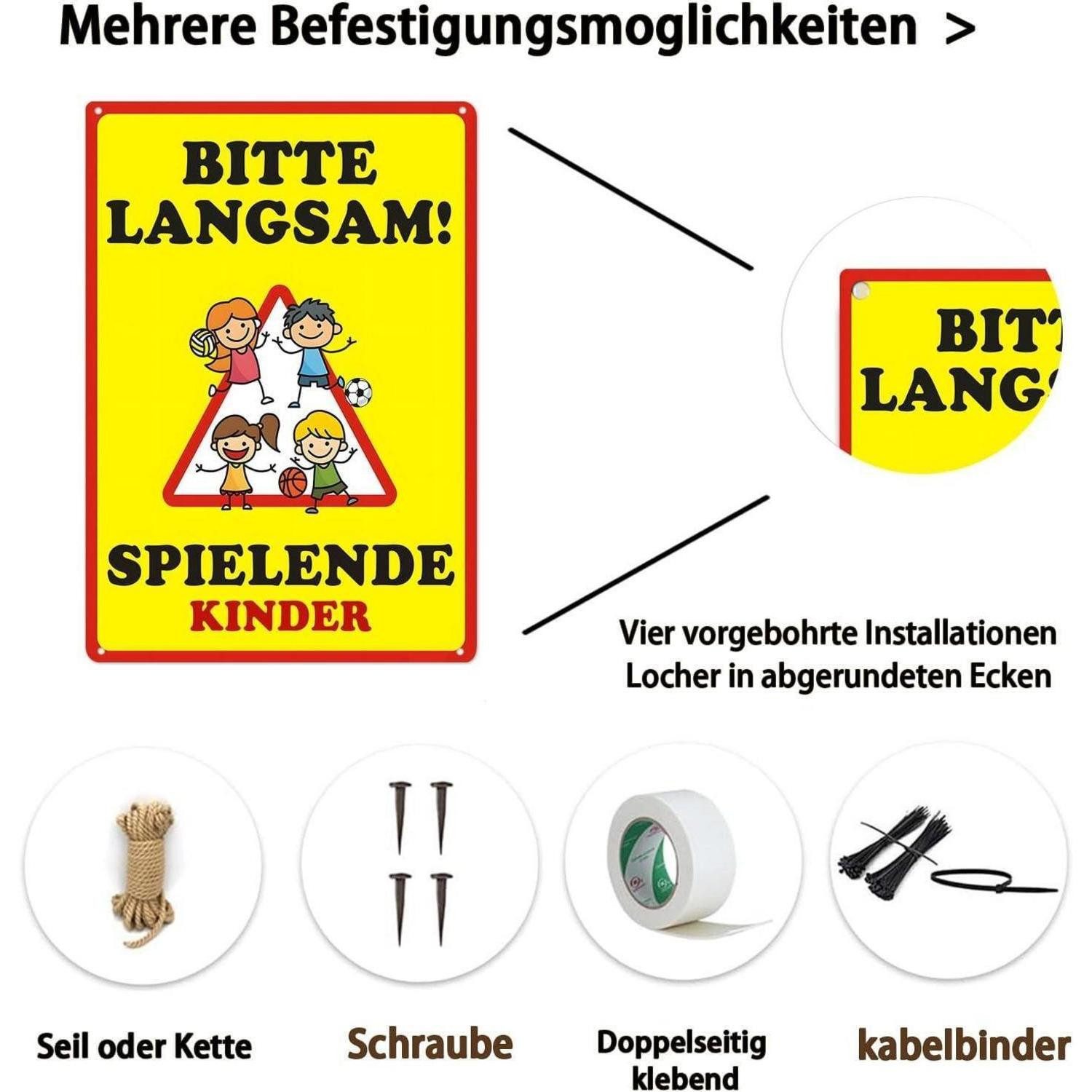 LuxusKollektion Warnschild Warnschild Kinderspielplatz Vorsicht BITTE LANGSAM SPIELENDE KINDER