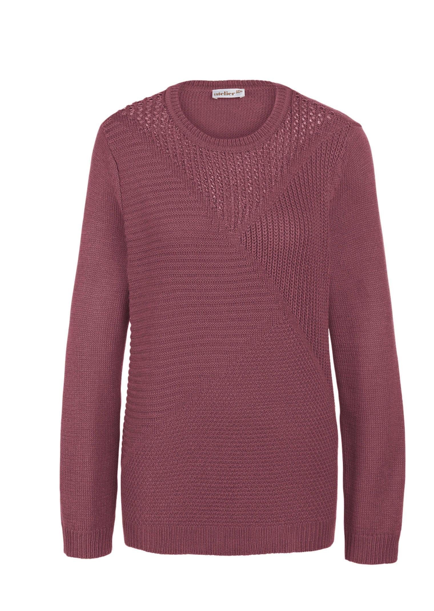 Strickpullover Kurzgröße: Eleganter Glanzpullover, Ajourmuster