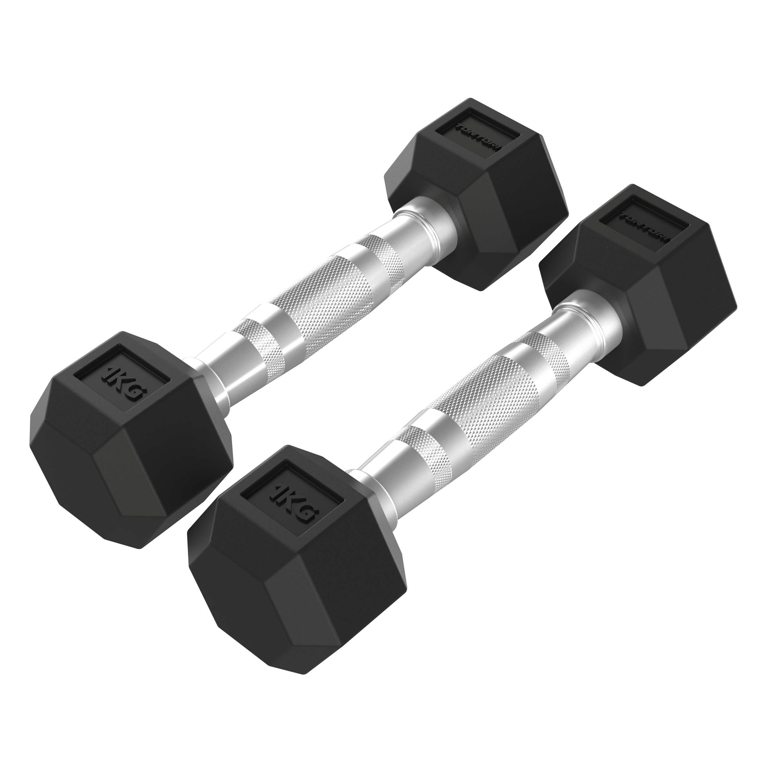 Tunturi Dumbbell Platinum Hexa Kurzhantel Set - Gummi - 2x 1kg - Schwarz