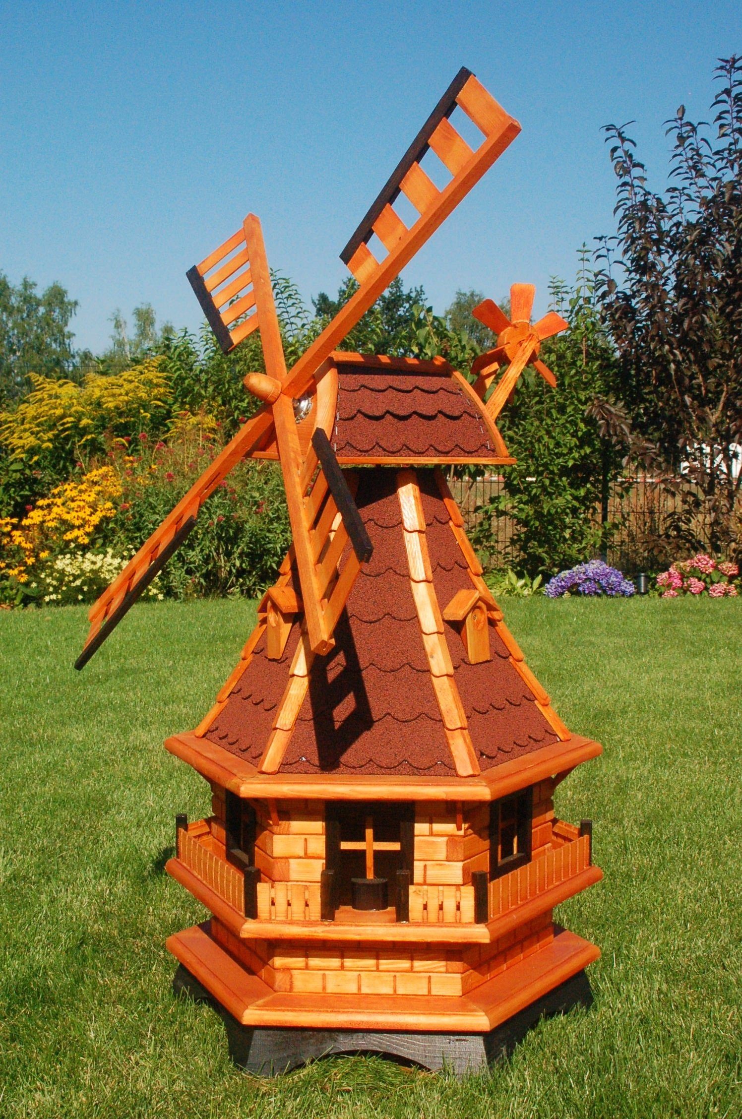 DSH DEKO SHOP HANNUSCH Gartenfigur Gartenwindmühle WM 95 bitum, Norddeutsche Windmühle Gesamthöhe: 100 cm rot