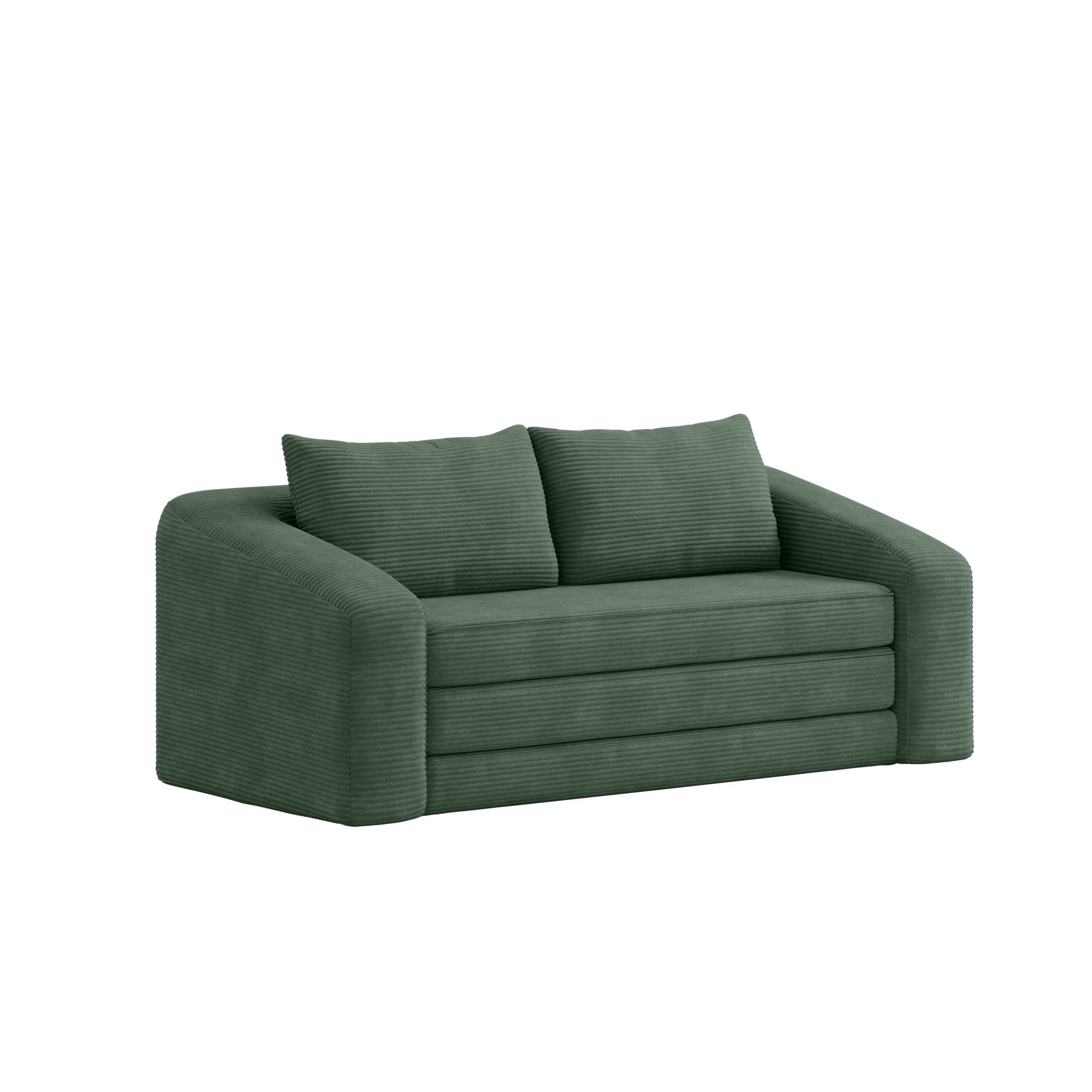 skølm Schlafsofa & Schlafsessel Fjäll mit Kissen, ohne Aufbau, vakuumverpackt, dunkelgrün, Klappsofa 182x100x70 cm, Cordsofa