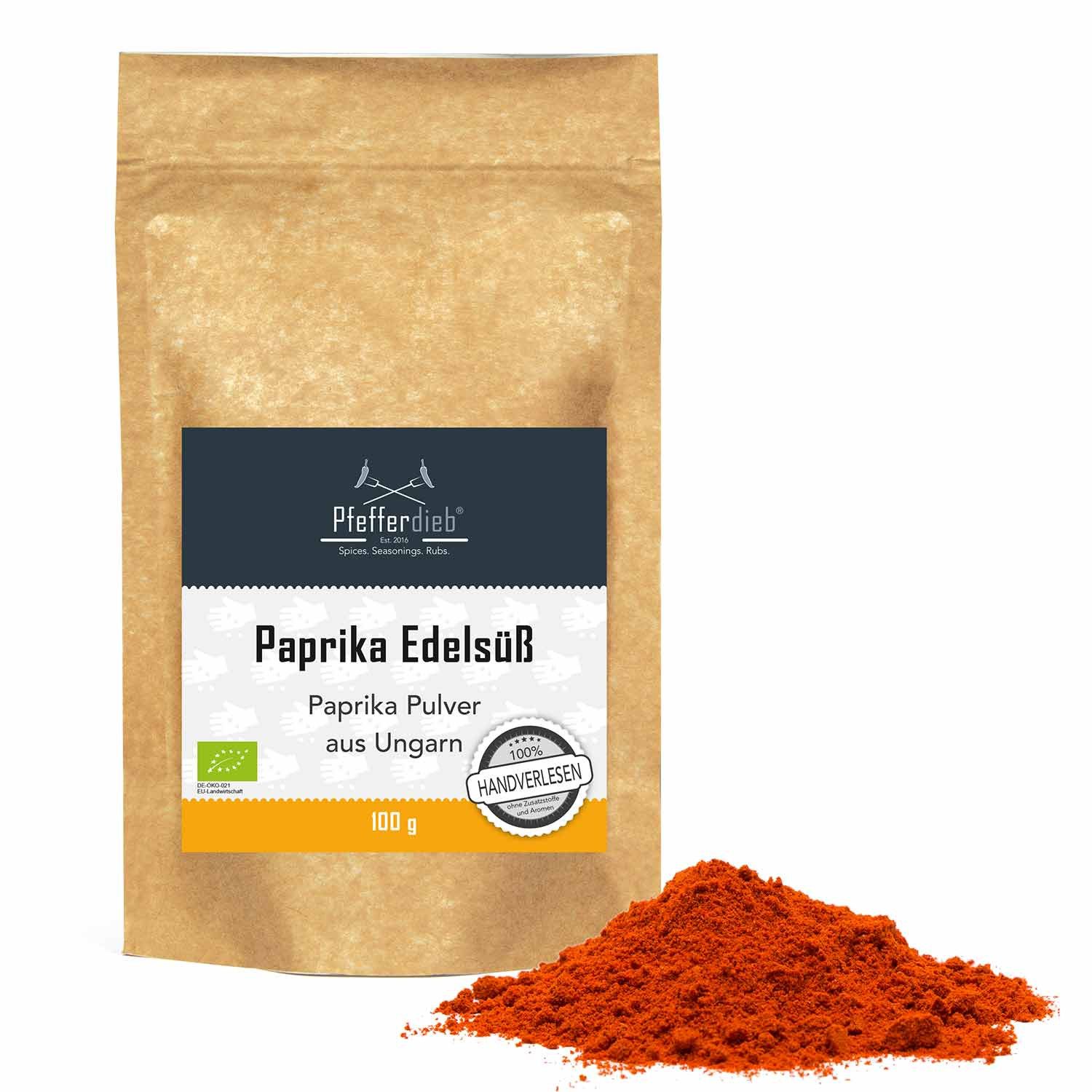 Pfefferdieb Gewürz Paprika edelsüß, gemahlen, ungarisch, BIO, 100g, Edelsüß, würzig aromatisch & fruchtig ohne Bitterkeit.