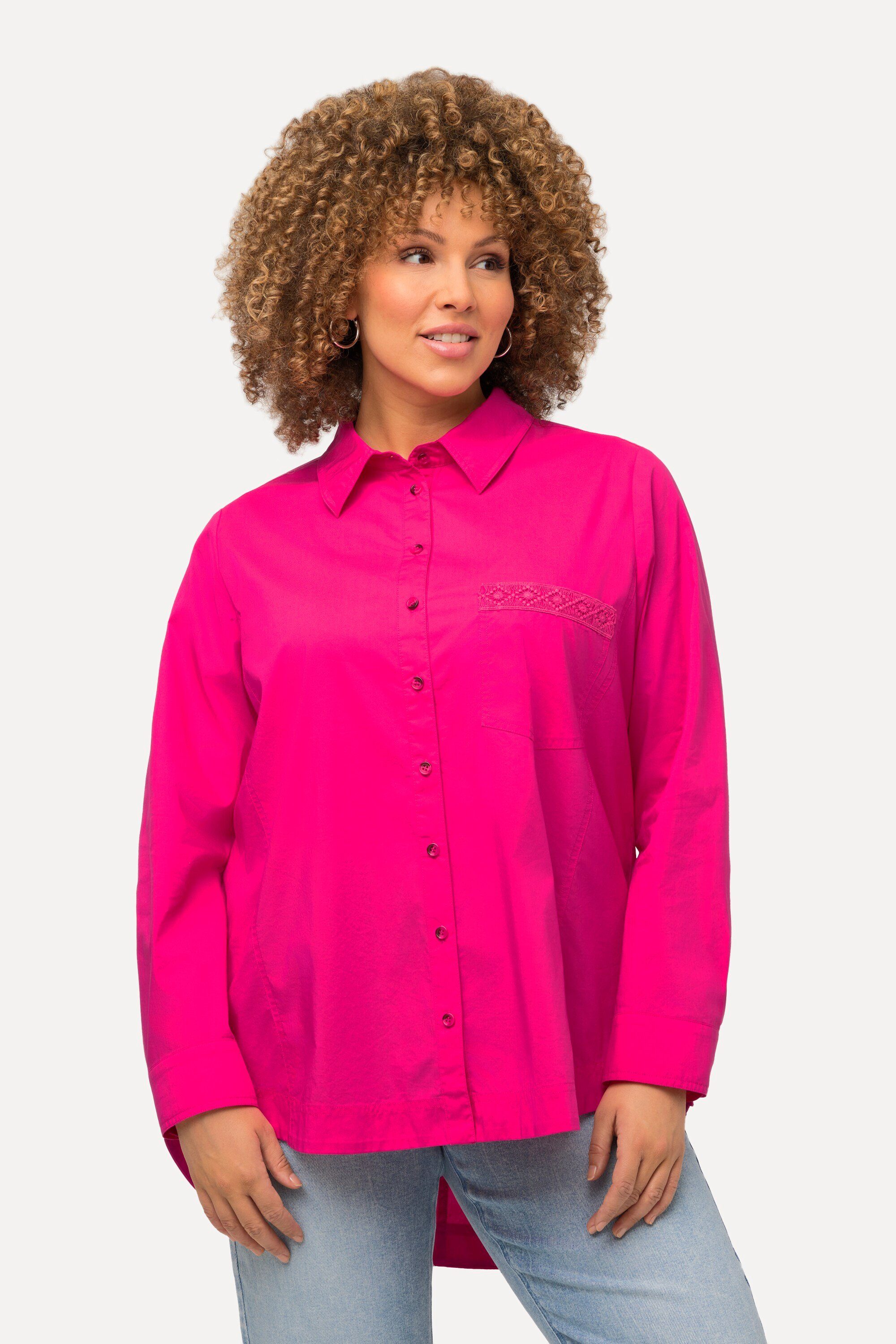 Hemdbluse Hemdbluse A-Linie Hemdkragen Langarm