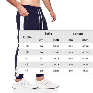 FIDDY Haremshose Jogginghose Herren Streifen Design mit Reißverschlusstaschen