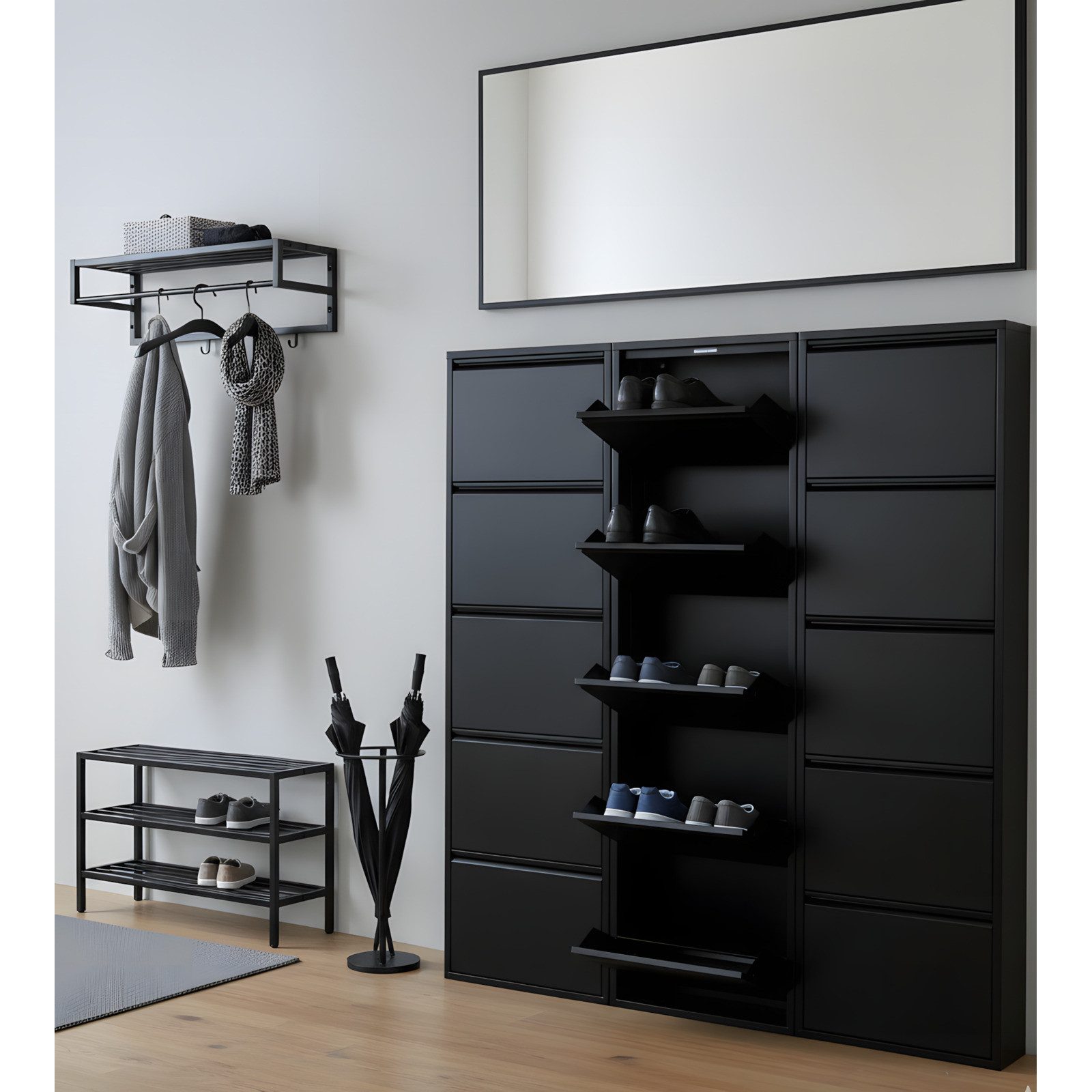ebuy24 Schuhschrank Pisa Schuhschrank mit 15 Klappen/ Türen in Metall
