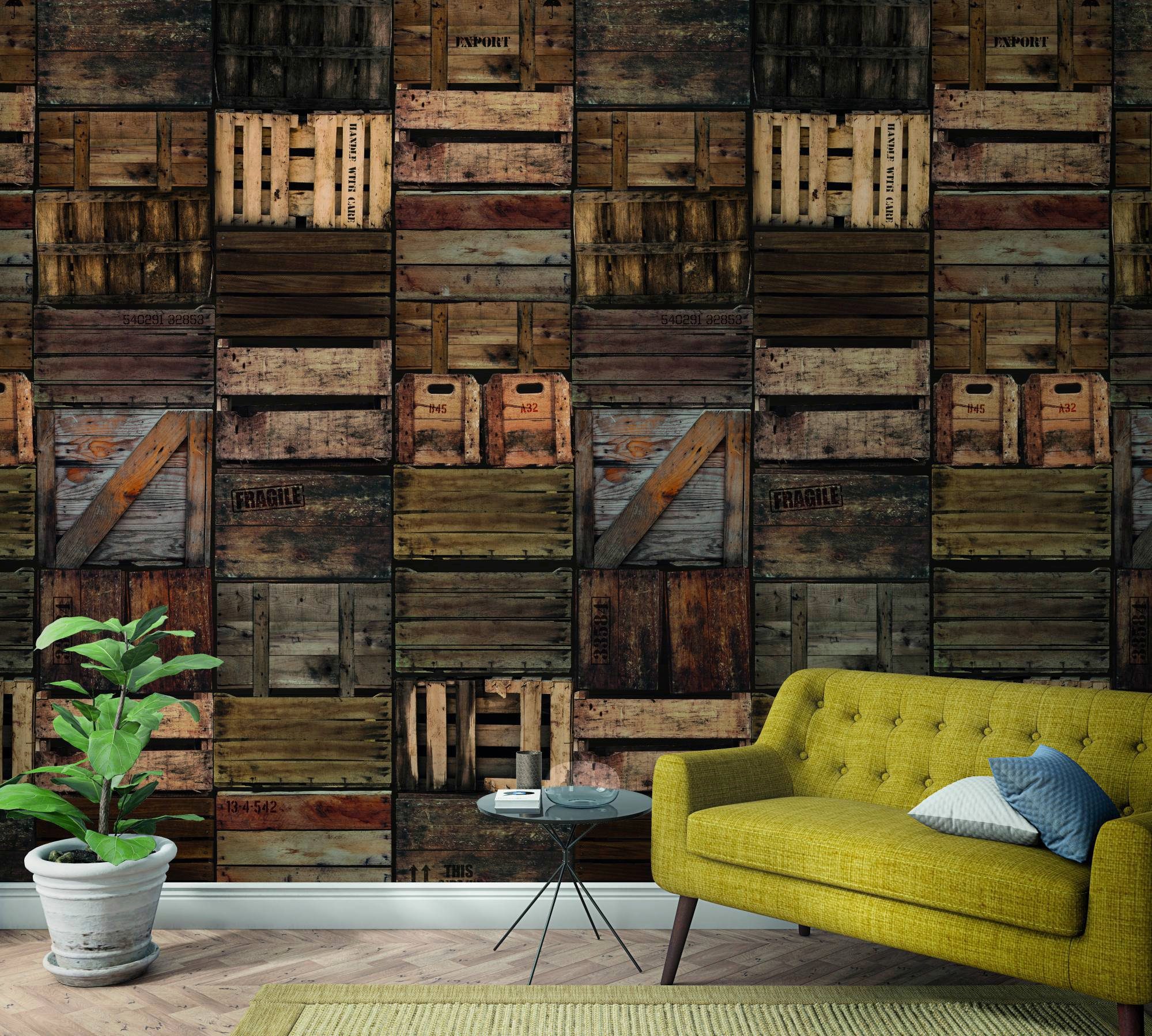 Marburg Fototapete, 3D-Optik, Holz, moderne Tapete für Wohnzimmer Schlafzimmer Küche