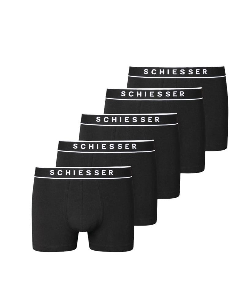 Schiesser Boxershorts Unterwäsche 95/5 Organic Cotton Webgummibund schwarz Herren - 5 Stück