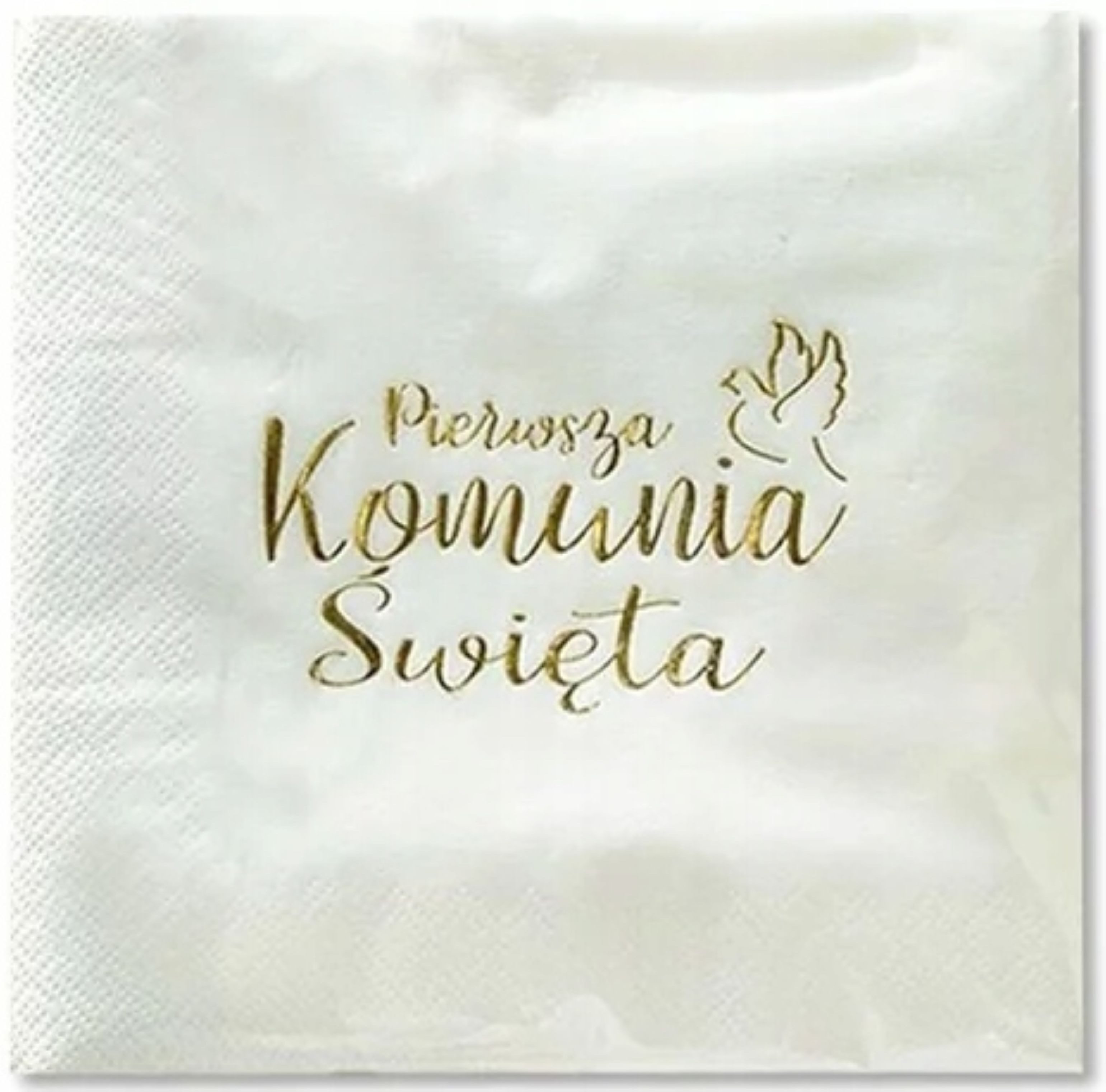 PartyPro Papierserviette Edle Kommunionsservietten – Weiß & Gold, 33x33cm, 20 Stk.