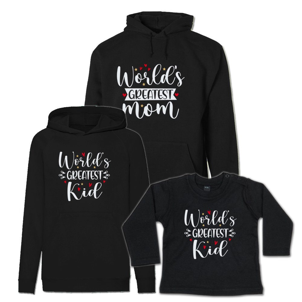 G-graphics Kapuzenpullover World´s greatest Mom & World´s greatest Kid (Familienset, Einzelteile zum selbst zusammenstellen) Kinder & Erwachsenen-Hoodie & Baby Sweater