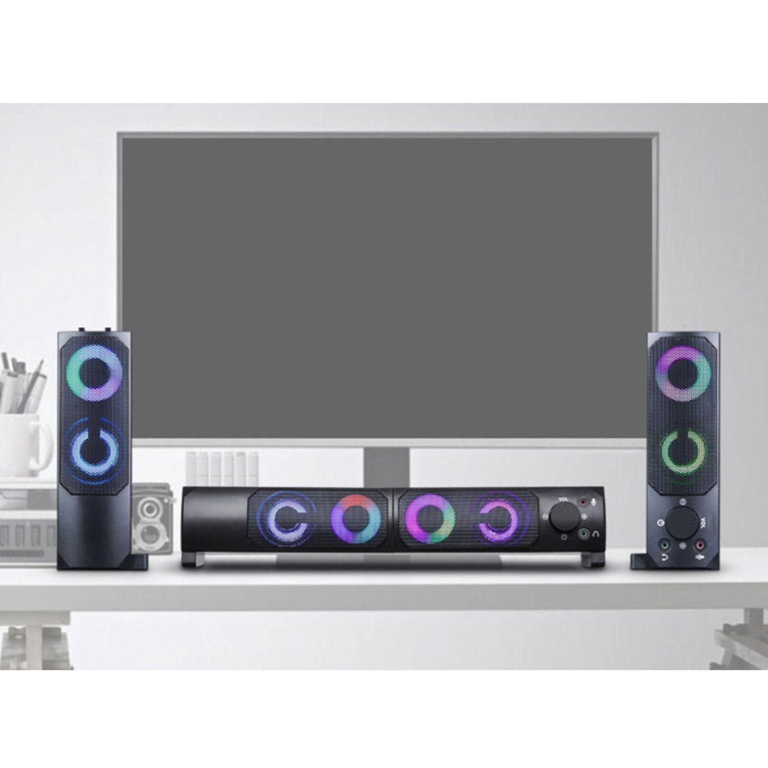 BLOW MS-28 PC-Lautsprecher (Bluetooth, 6 W, AUX-Anschluss, Soundbar-Funktion, RGB-LED-Bleuchtung)