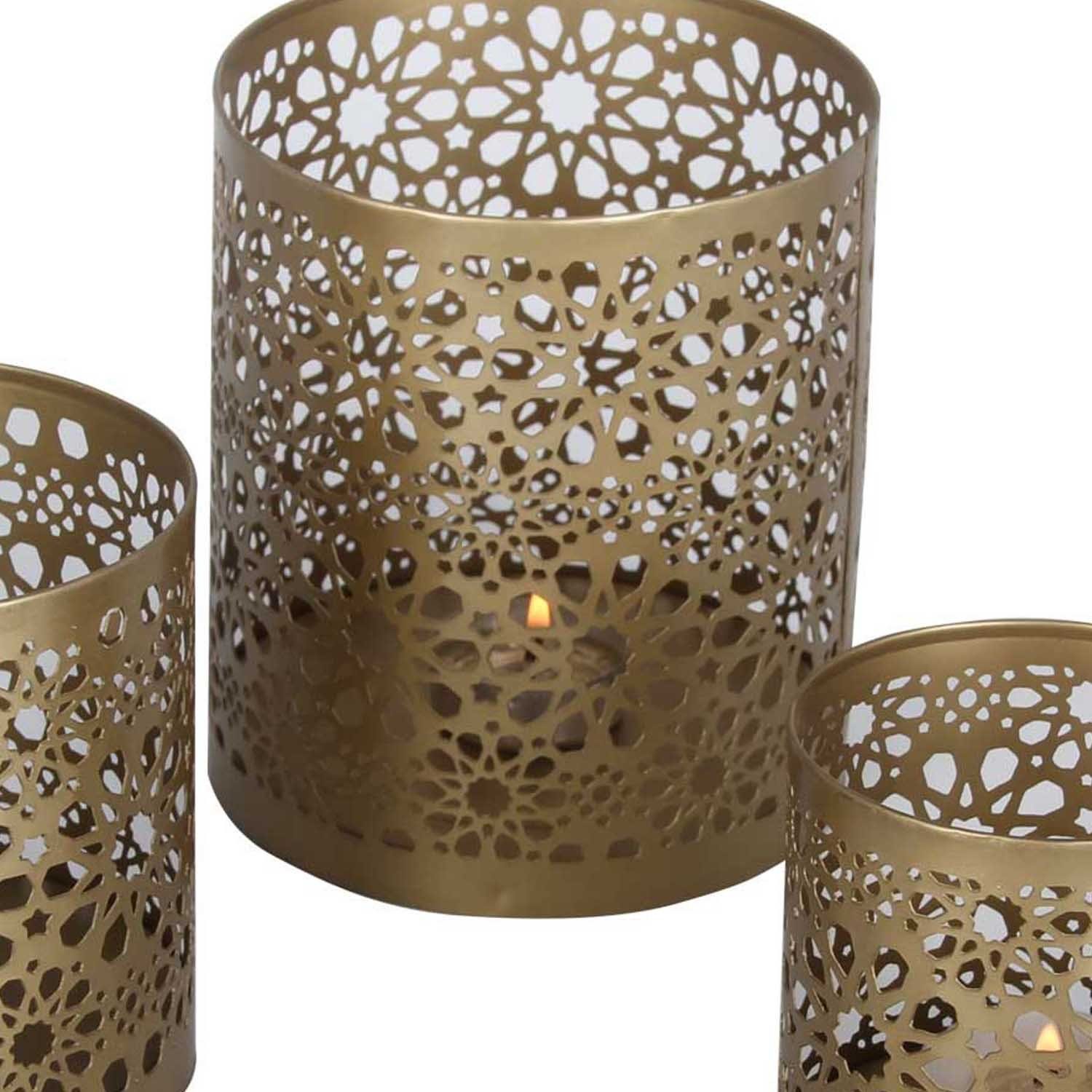Kerzenhalter Set), Teelichthalter 3er WLS505 Gold Orientalisches Teelichthalter Navin Antik Casa Look Deko, Set in (3 Windlicht rund 3er St., Moro Weihnachten