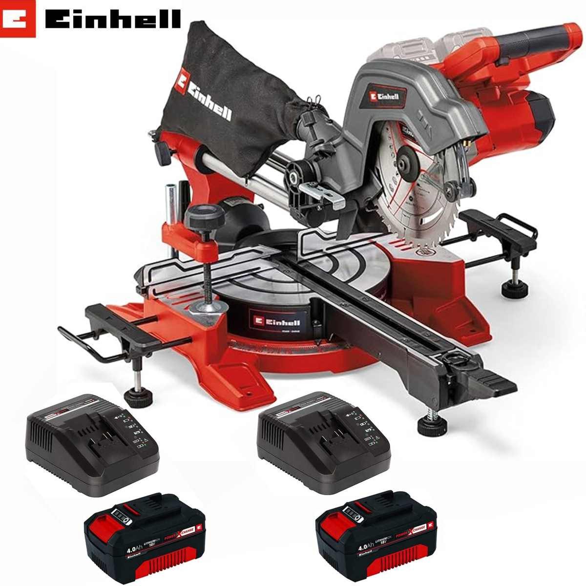 Einhell Zug-, Kapp- und Gehrungssäge Akku-Zug-Kapp-Gehrungssäge 36V TE-SM 36/8 Li-mit Akk4 Ah u Ladegerät