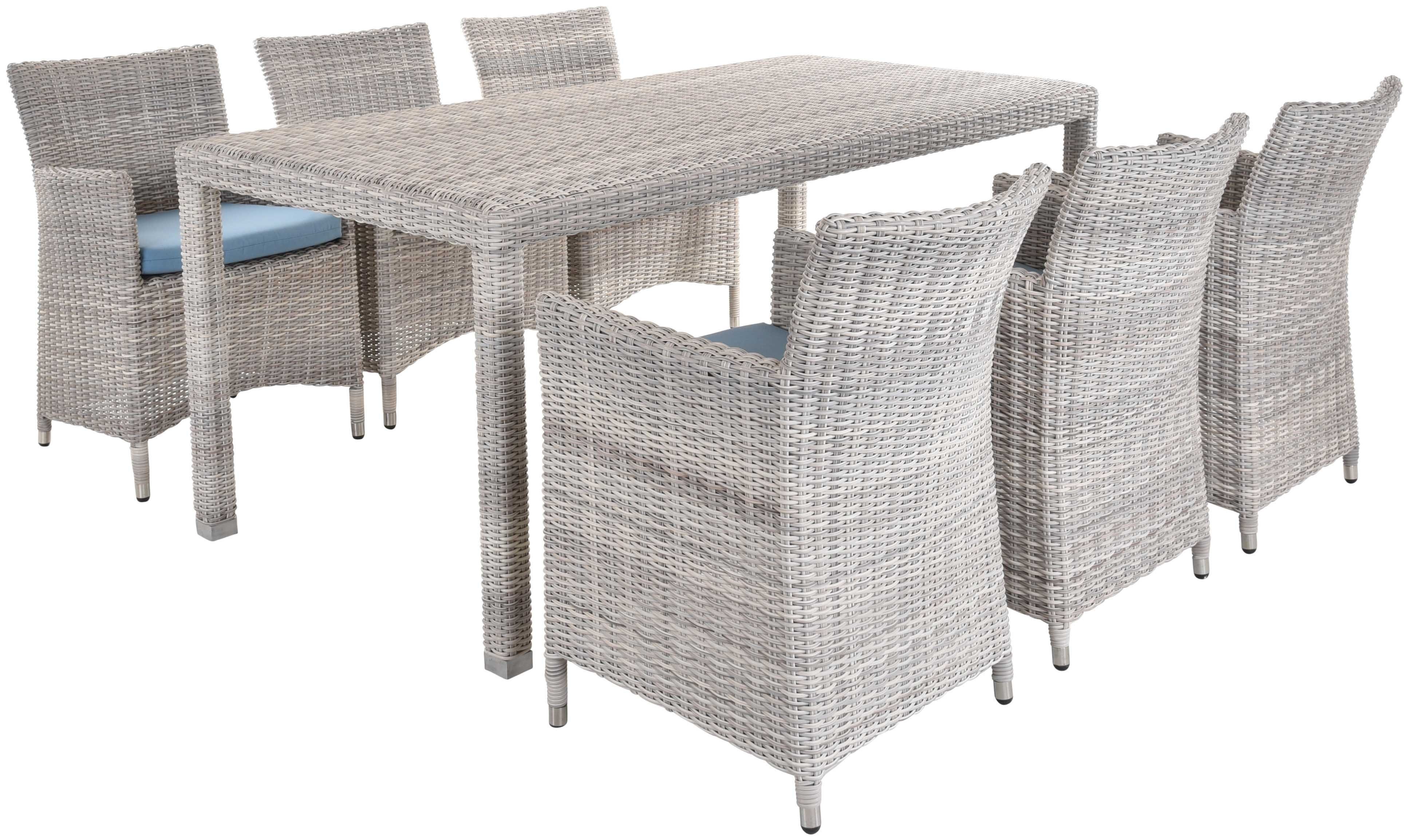 Krines Home Sitzgruppe Set/7 Gartenmöbel 6 Personen Polyrattan wetterfest Garten Essgruppe, (7-tlg., 6x Sessel, 1x Tisch), Auf Aluminiumrahmen