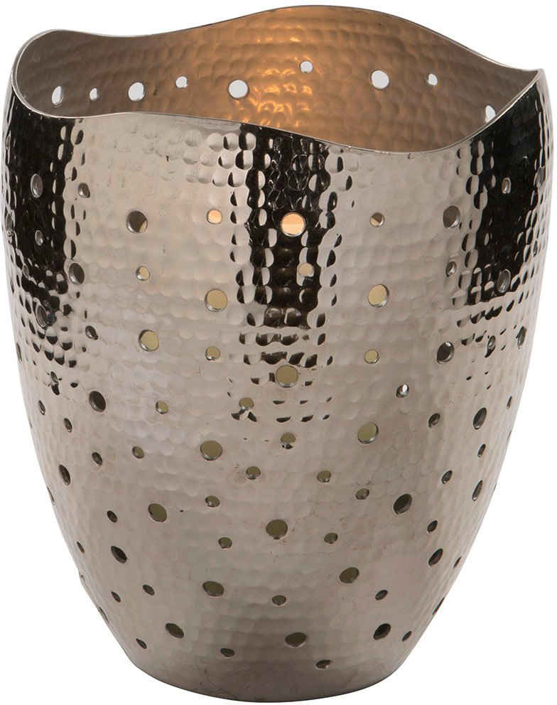Fink Windlicht ELIAS (1 St), Silberfarben - aus Aluminium, mit runden Cut-Outs