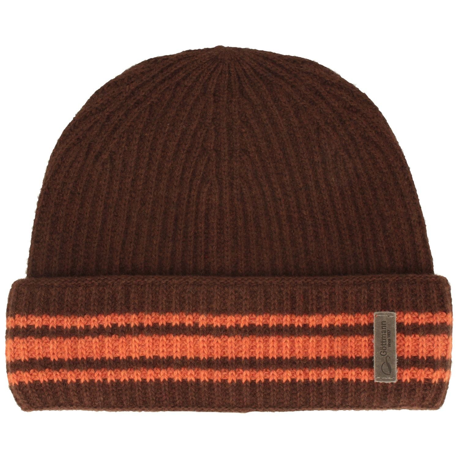 Göttmann Strickmütze mit Umschlag, Streifen & Kaschmir-Anteil