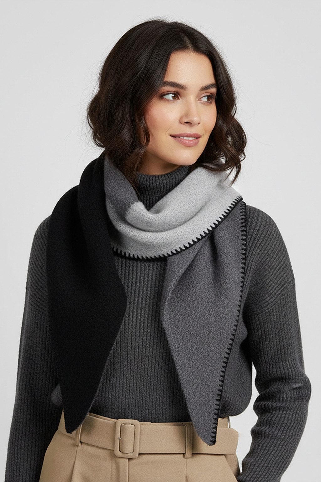 Faera Modeschal Modern mit Kontrastnaht, (1-St), 9429 in Schwarz günstig online kaufen