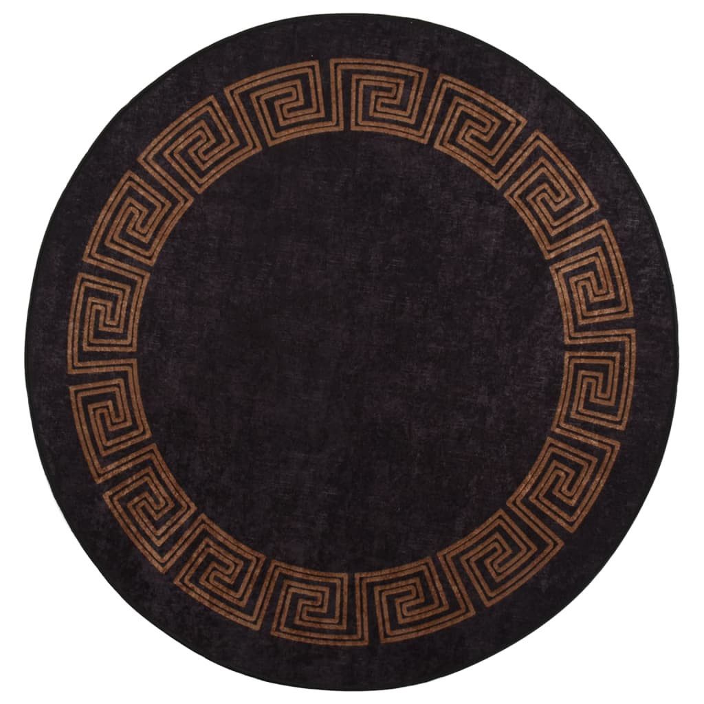 vidaXL Teppich Teppich Waschbar Schwarz und Golden O 120 cm Rutschfest, Höhe: 0 mm
