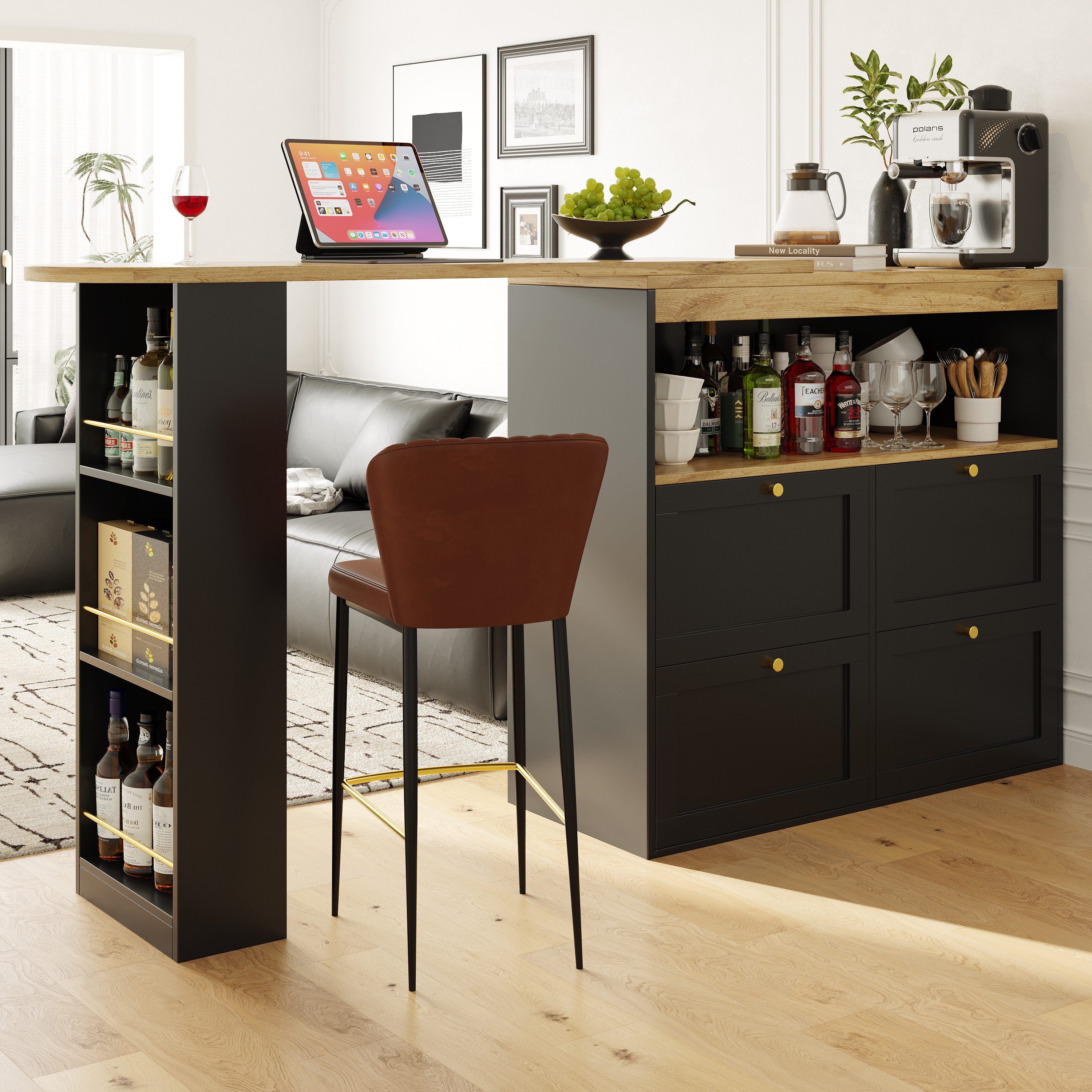 OKWISH Bartisch 360° drehbare (drehbar Sideboard, günstig online kaufen