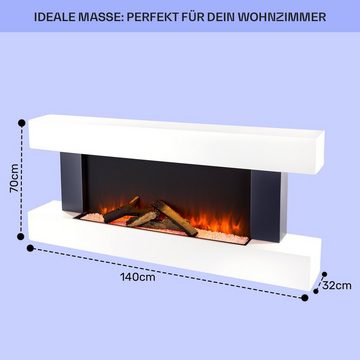 Klarstein Elektrokamin Studio Light & Fire 1, elektrischer Kamin mit Heizfunktion Heizlüfter elektrischer Kaminofen