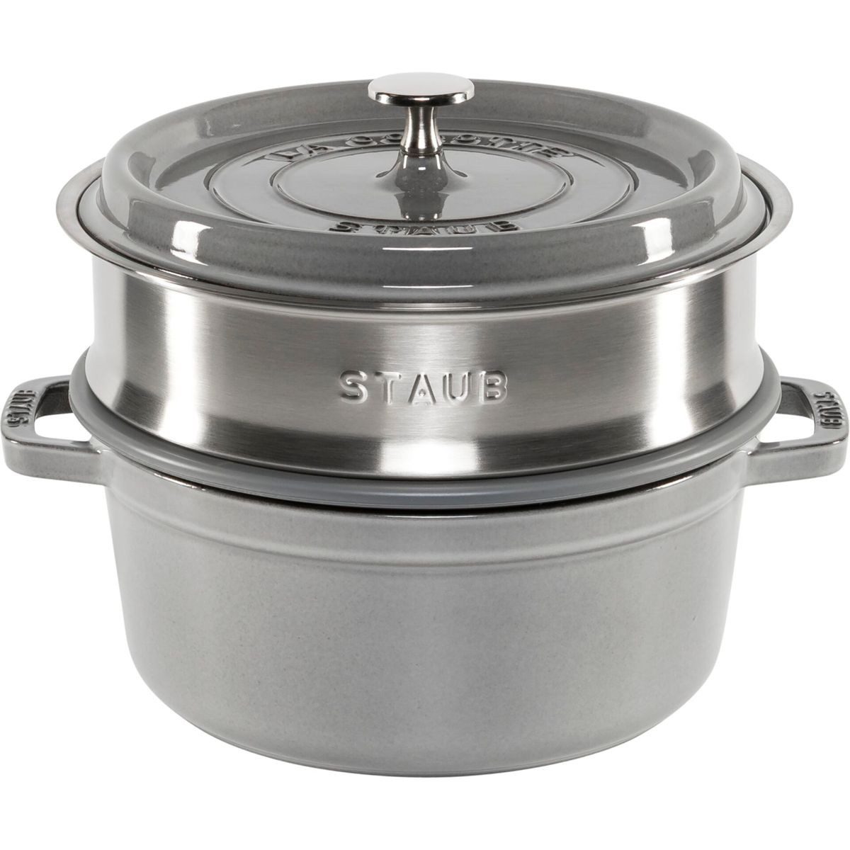 Staub Auflaufform La Cocotte 24cm rund, mit Dämpfeinsatz, Gusseisen