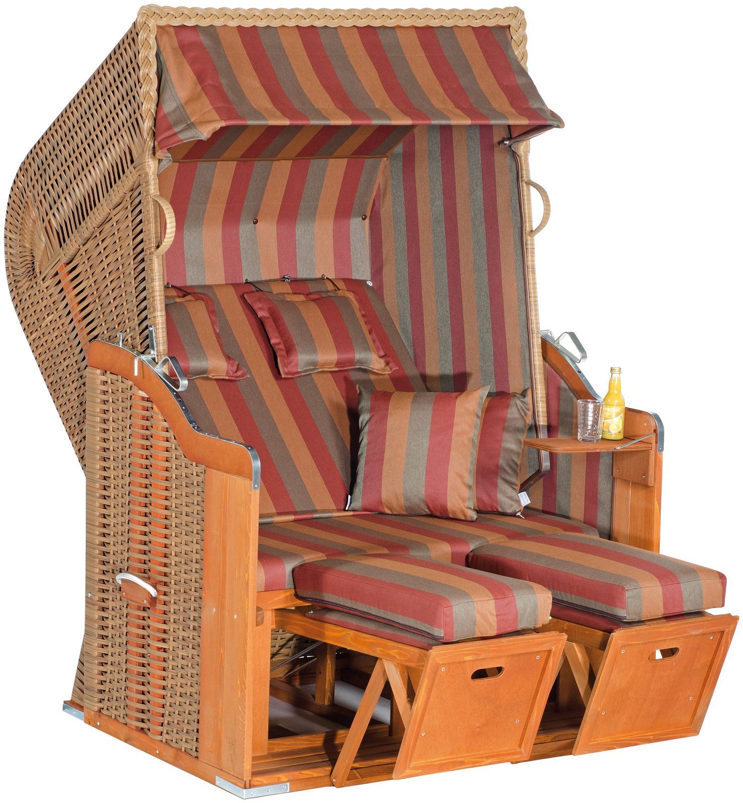 SonnenPartner Strandkorb Gartenstrandkorb "Rustikal 250 PLUS" 2-Sitzer, Halbliegemodell, BxTxH: 125x90x160 cm, 2 Sitzer