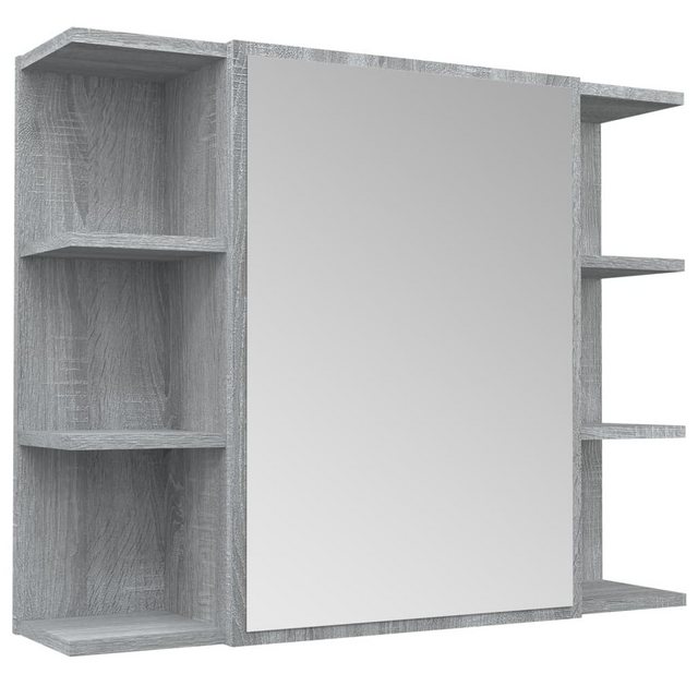 vidaXL Badezimmerspiegelschrank Bad-Spiegelschrank Grau Sonoma 80×20,5×64 cm Holzwerkstoff