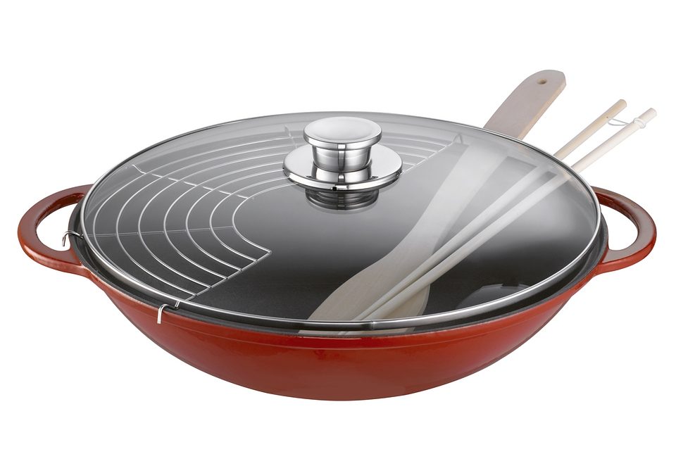 Wok, Schulte-Ufer®, »RUSTIKA«, mit Glasdeckel und Zubehör ...