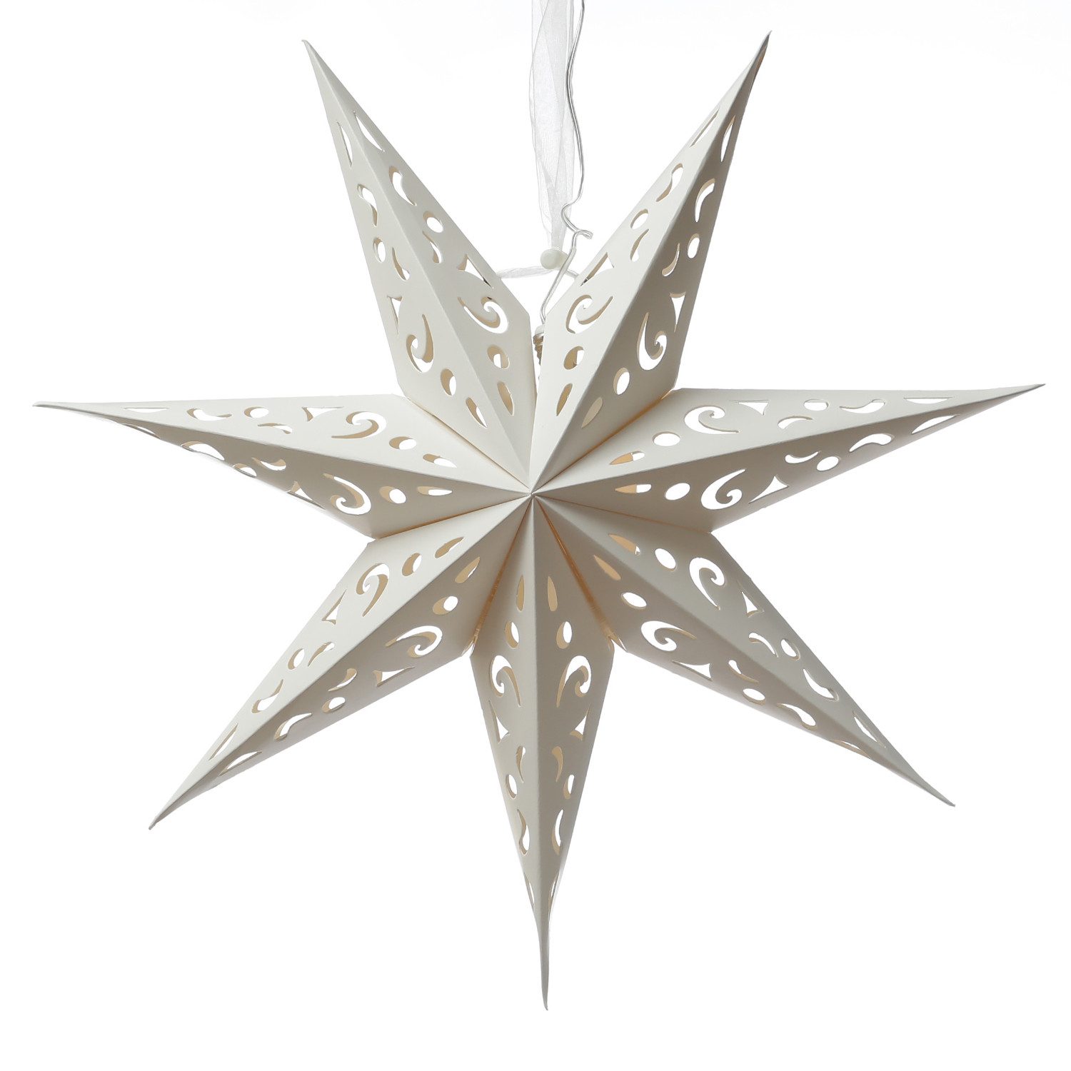 MARELIDA LED Stern Papierstern Weihnachtsstern Faltstern beleuchtet 58cm Batterie weiß, LED Classic, warmweiß (2100K bis 3000K)