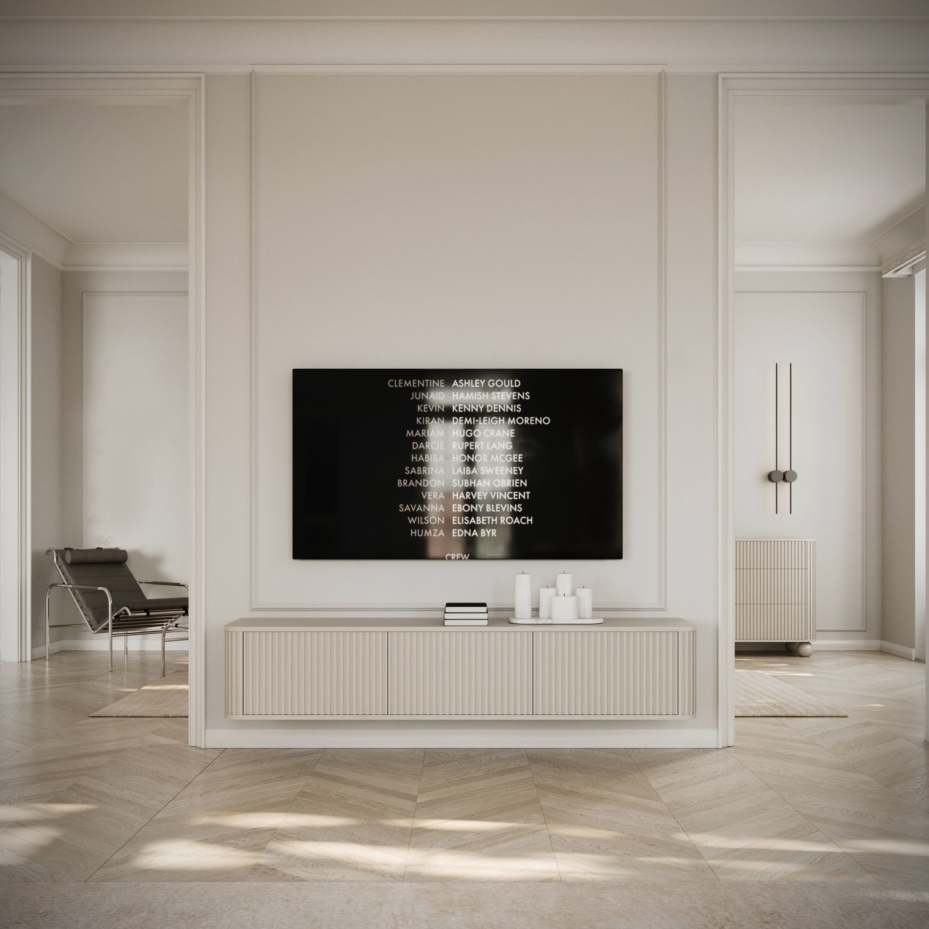 Selsey TV-Schrank OVARLO TV-Hängeboard mit geriffelten Fronten, 163 cm