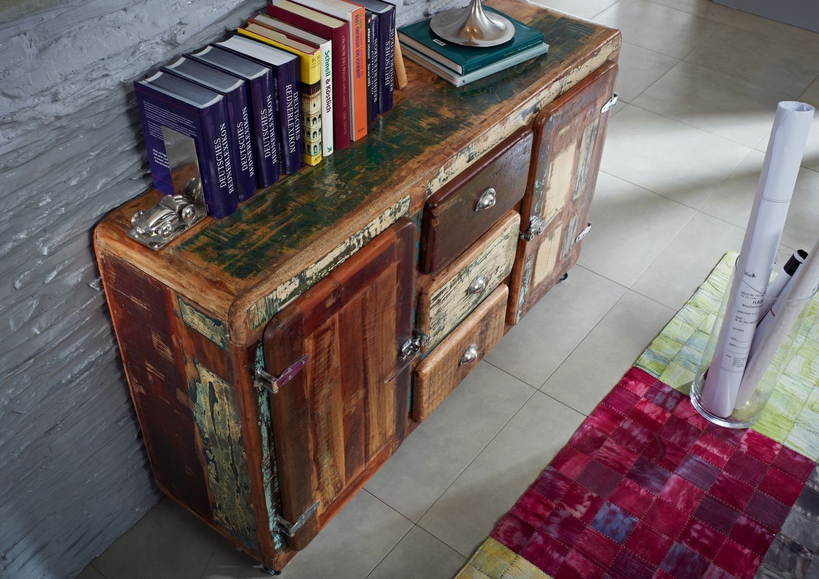 Massivmoebel24 Sideboard (Massivholz), Sideboard Altholz 150x40x90 mehrfarb günstig online kaufen