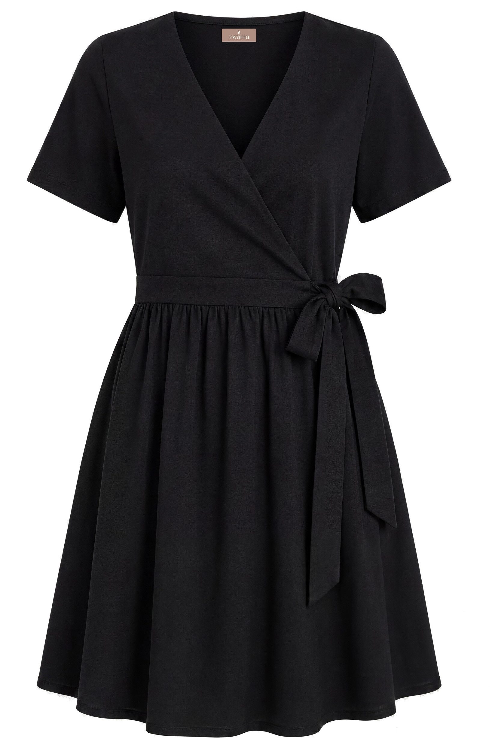 Awama Wickelkleid mit V-Ausschnitt und Bindeband