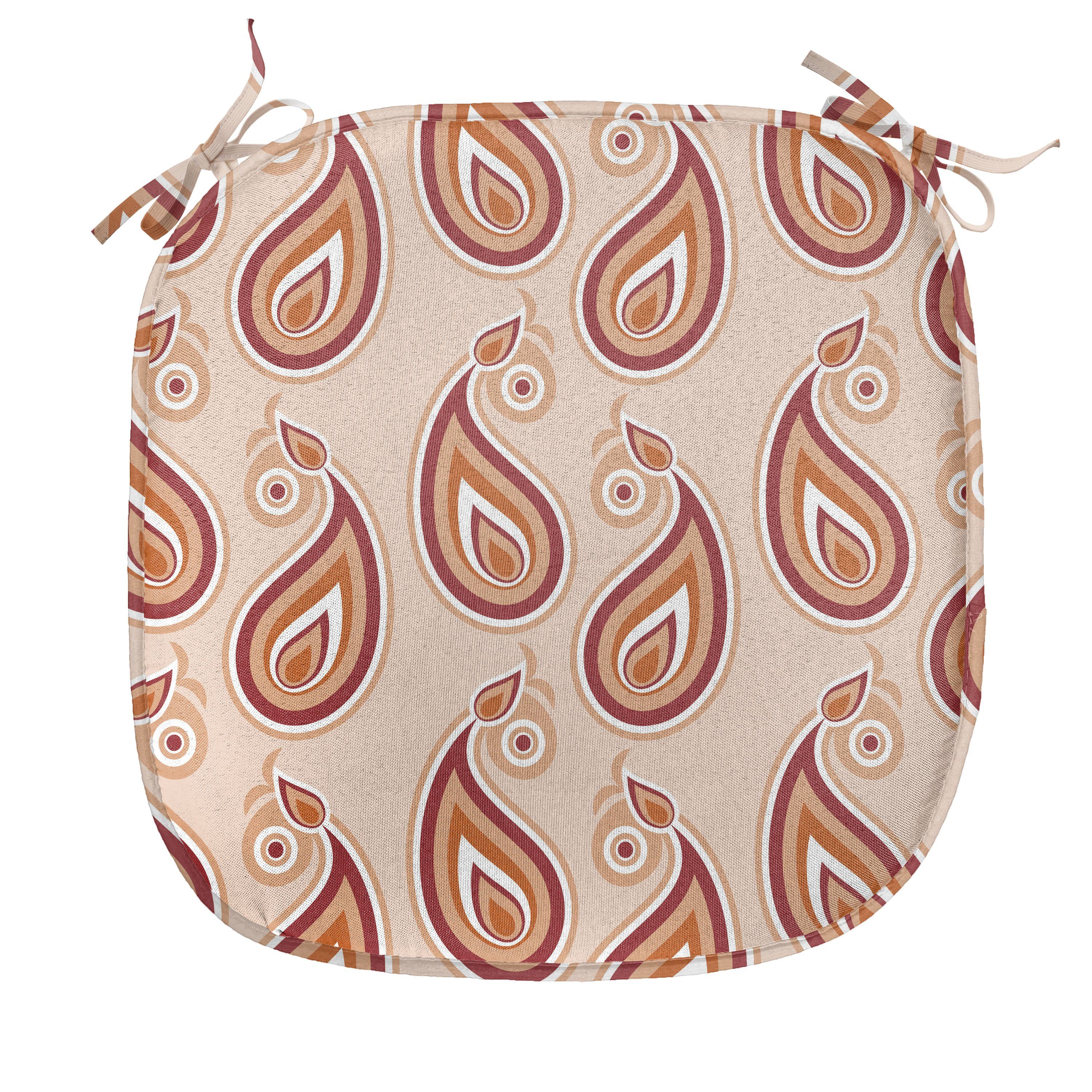 Abakuhaus Stuhlkissen Dekoratives wasserfestes Kissen mit Riemen für Küchensitze, Paisley Östliches Boho Muster Blätter