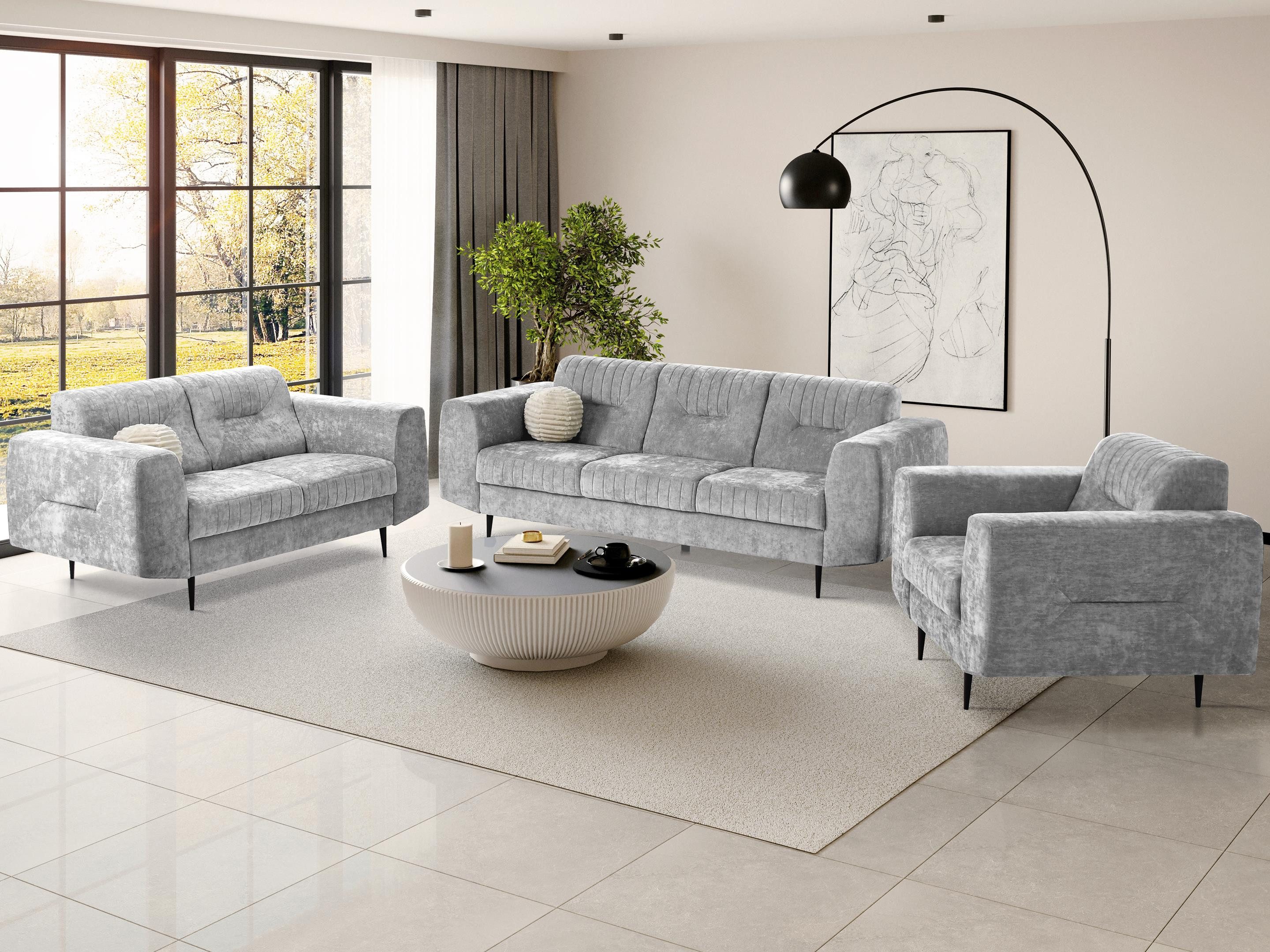 Beautysofa Polstergarnitur im modernen Stil auf hohen Metallbeinen VENEZIA, günstig online kaufen