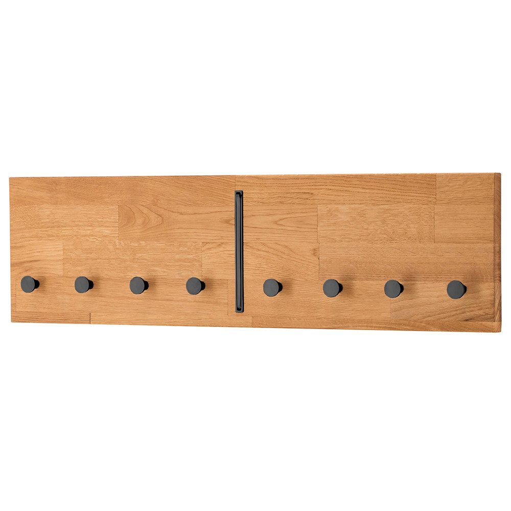Lomadox Garderoben-Set CUENCA-137, (Spar-Set, 2-St), Massivholz Wildeiche, Schuhbank, Garderobenpaneel, Kleiderhaken Metall