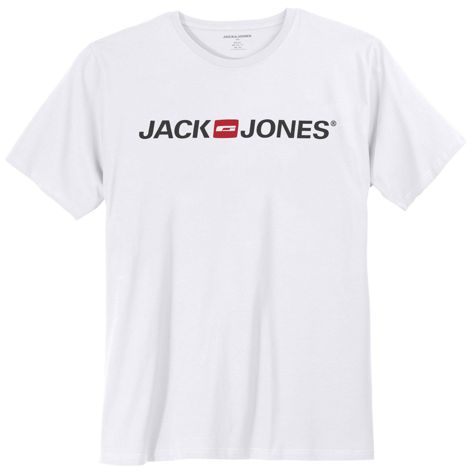 Jack & Jones Rundhalsshirt Jack&Jones T-Shirt weiß Logodruck Übergröße JJECORP