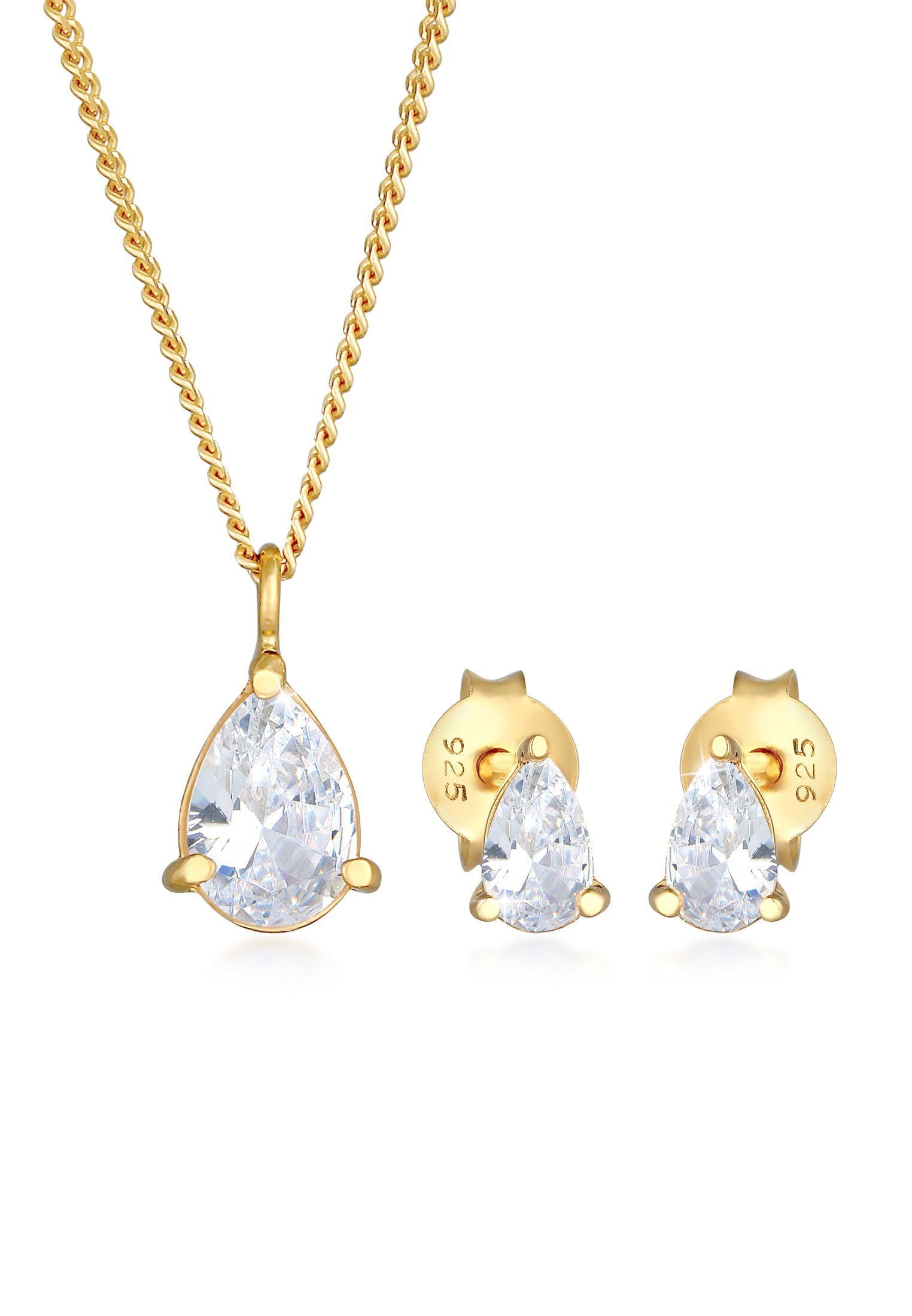 Elli Schmuckset Kette Ohrstecker Tropfen Zirkonia günstig online kaufen