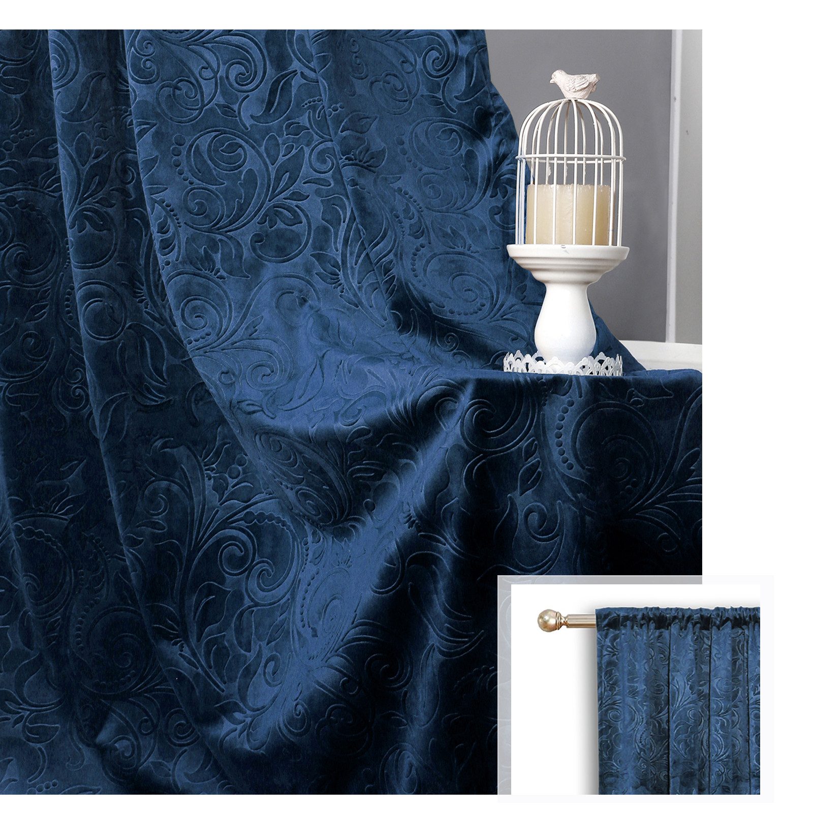 BTTO V&G Verdunkelungsvorhang Vorhänge Luxus Samt Scheibengardine 2 Stück B günstig online kaufen