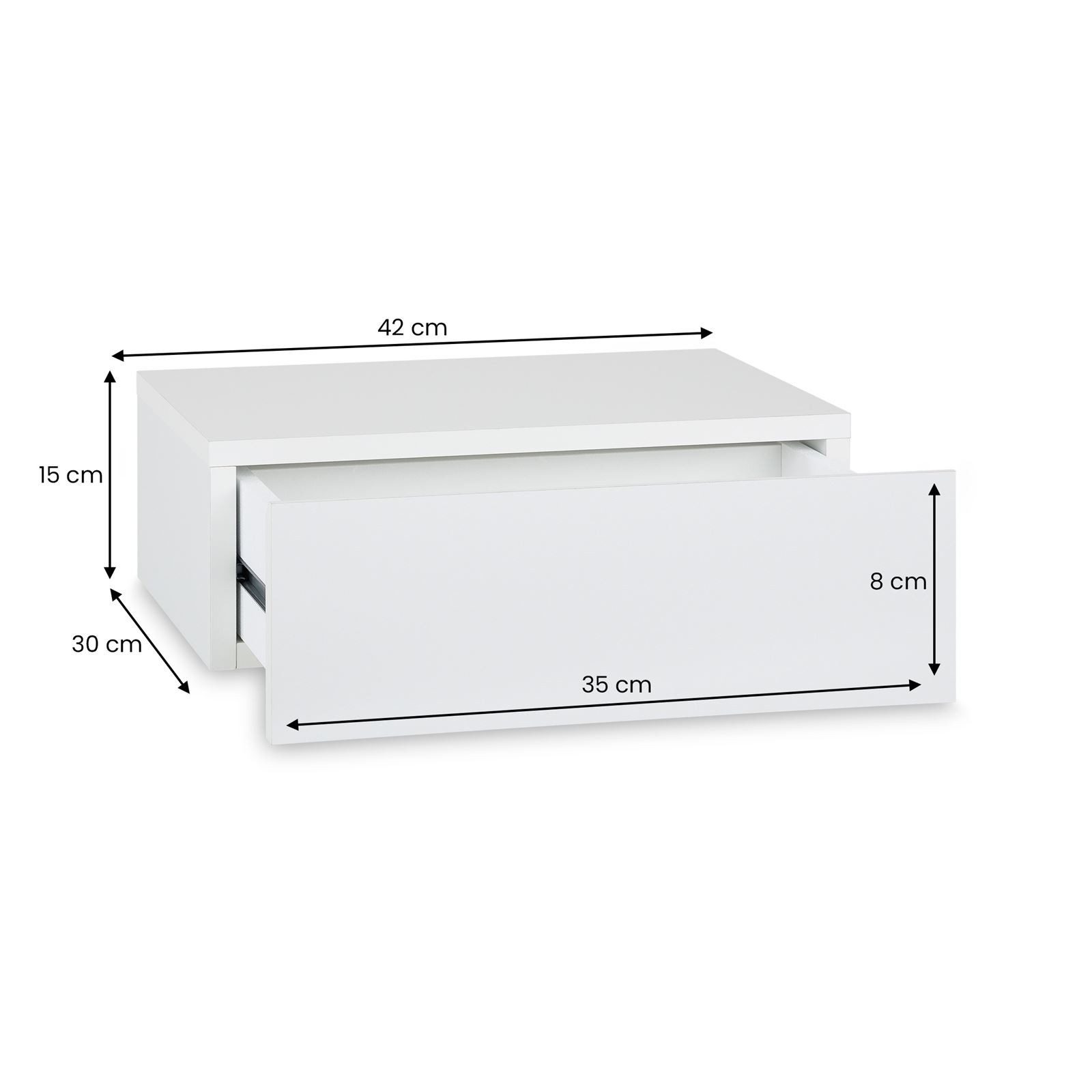 CARO-Möbel Nachtkommode ANNE, Hängender Nachttisch mit Schublade, schwebendes Wandregal weiß. € 40,95