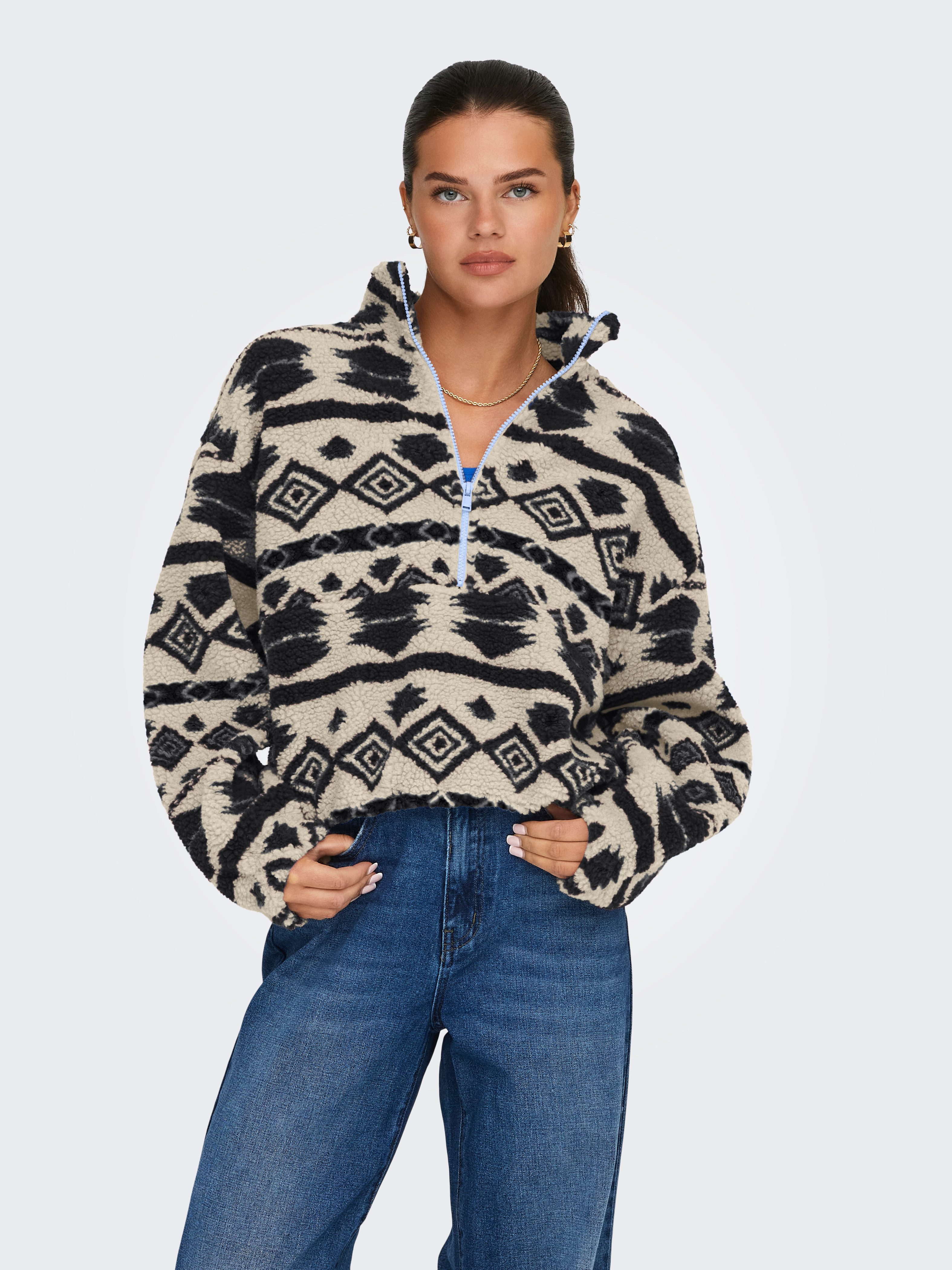 ONLY Sweatshirt ONLJANNE AZTEC TEDDY L/S HALFZIP CC SWT günstig online kaufen